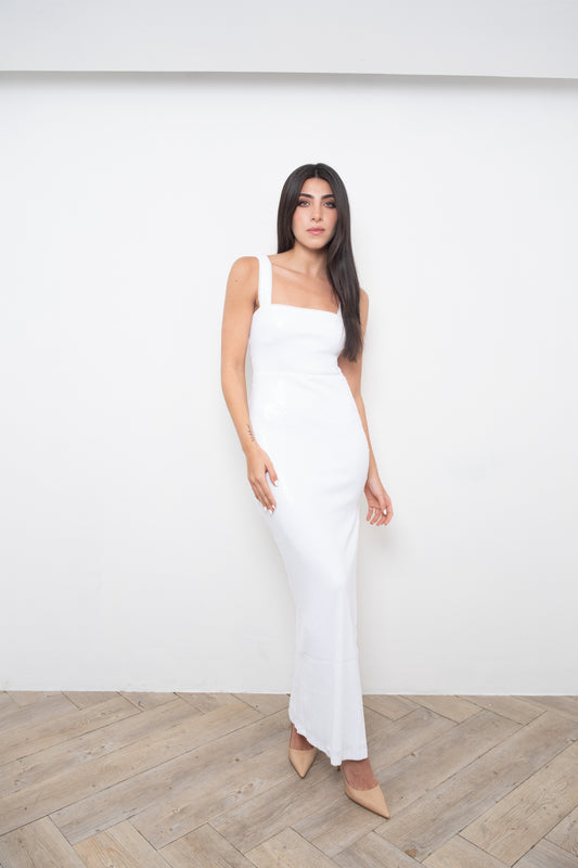 White Sequin Maxi Dress