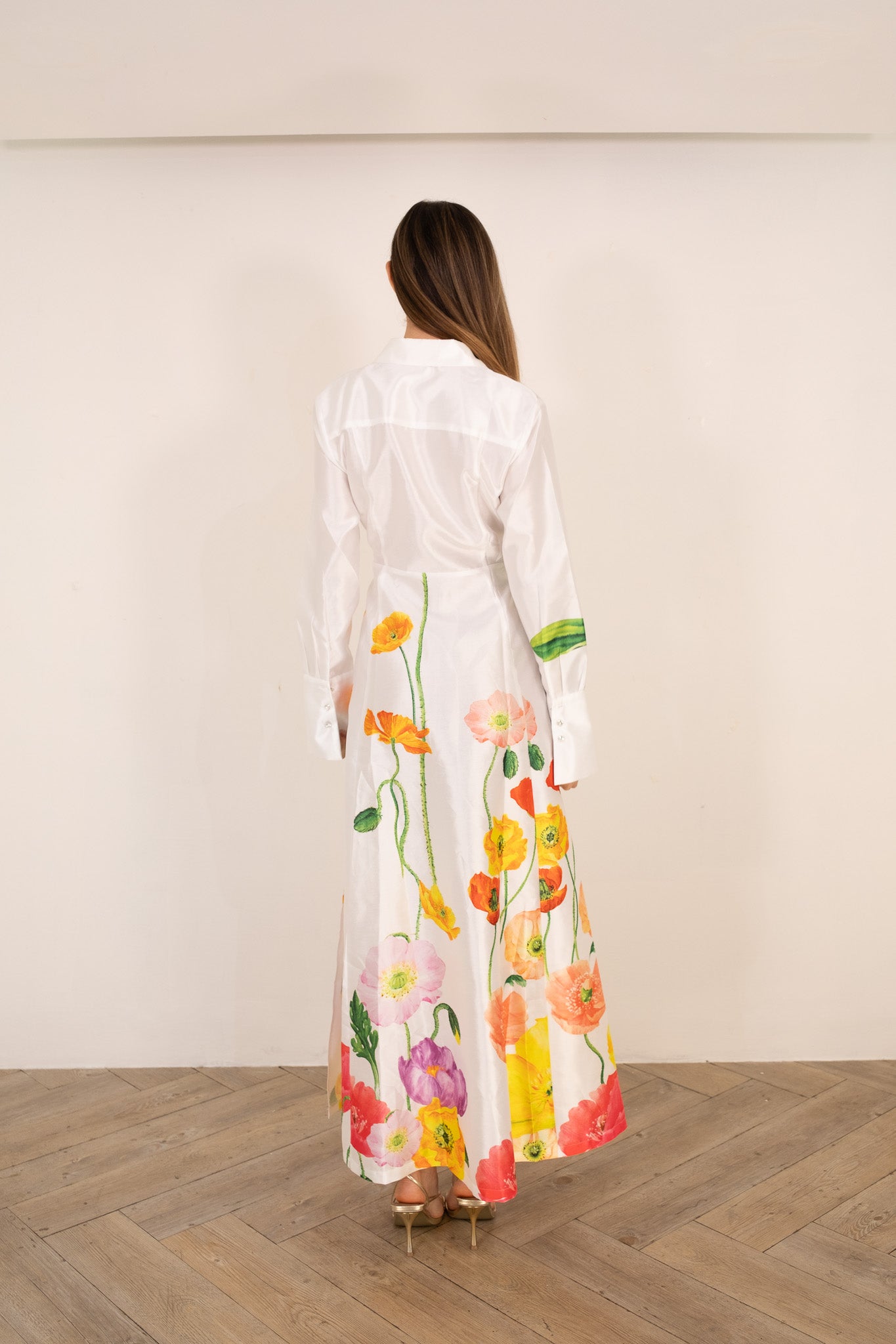 White Hand-Painted Flowers Dress