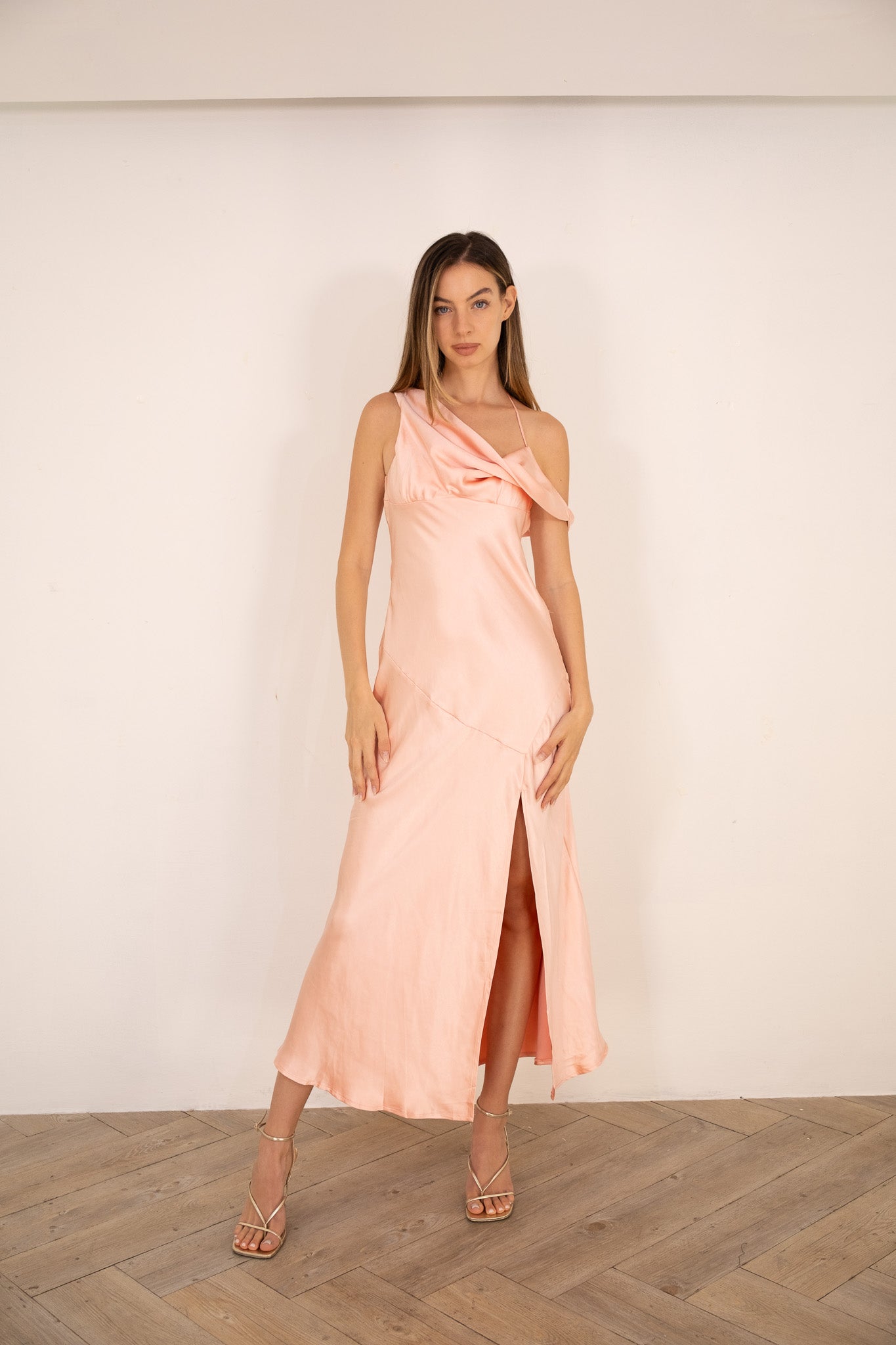 Shimmer pink midi dress