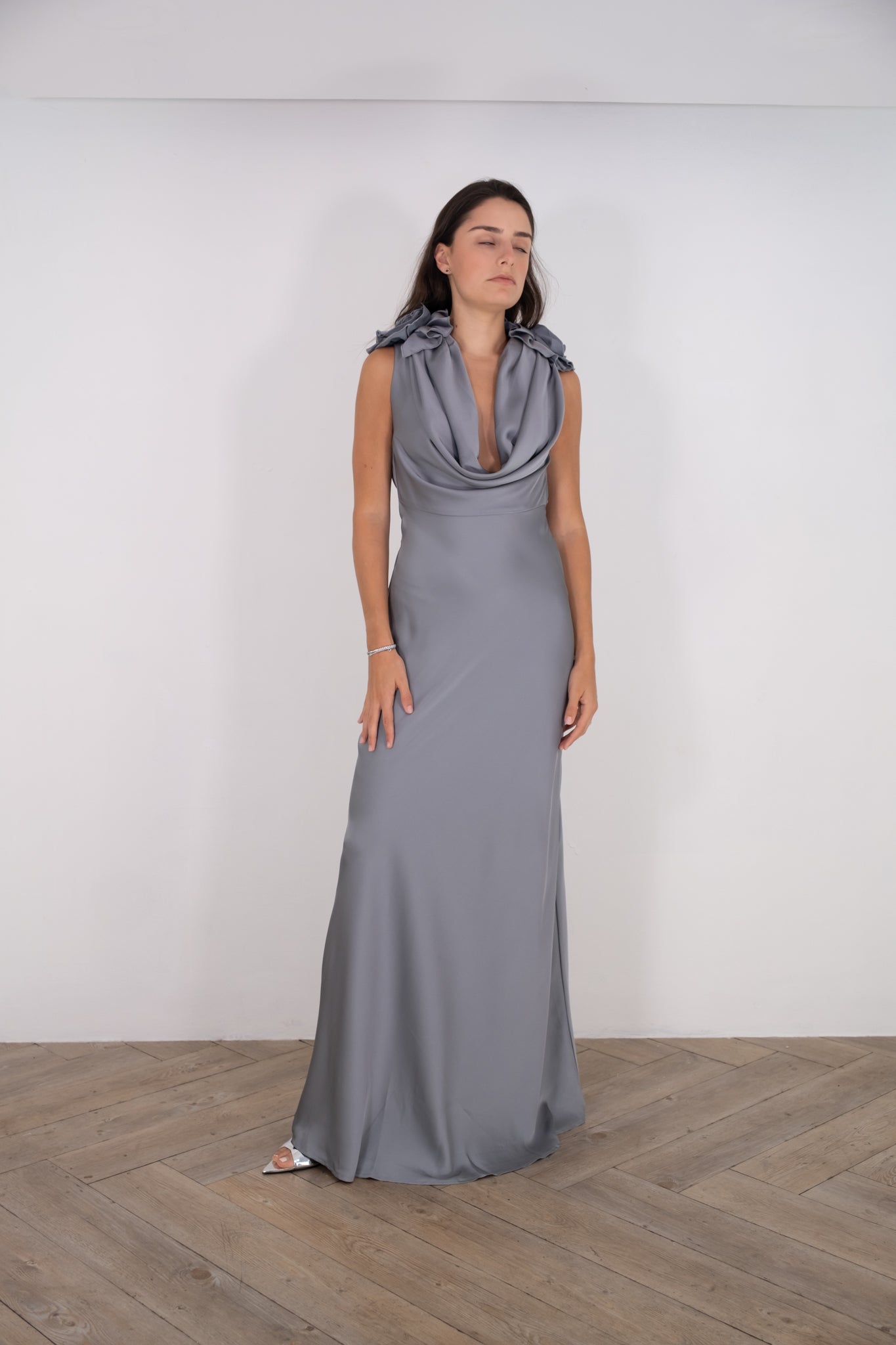 Grey Floral Maxi Dress