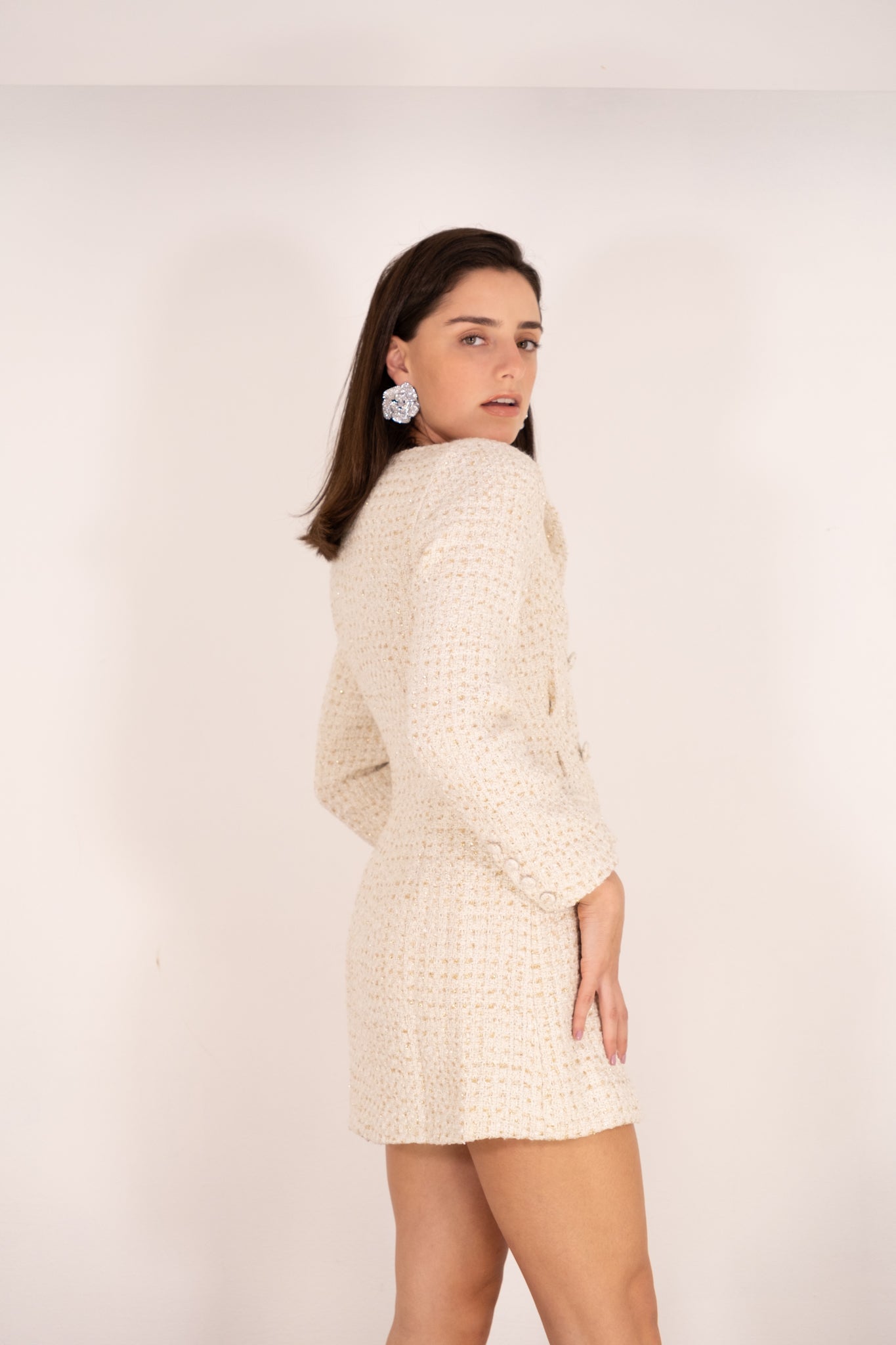 Ivory Blazer Tweed Dress
