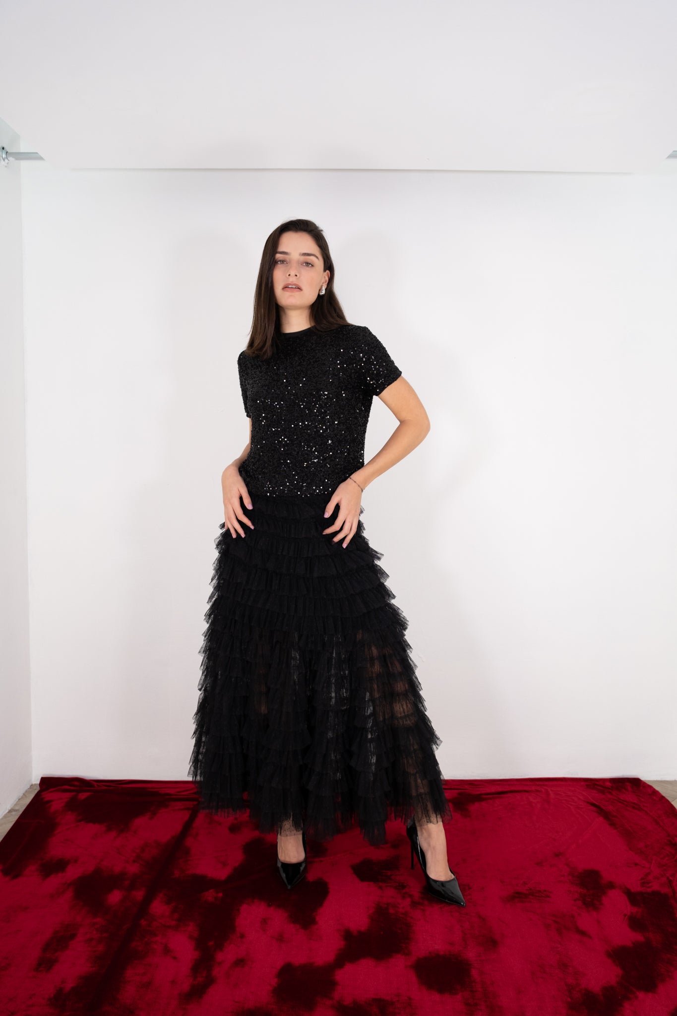 Black Polka Dots Tulle Skirt