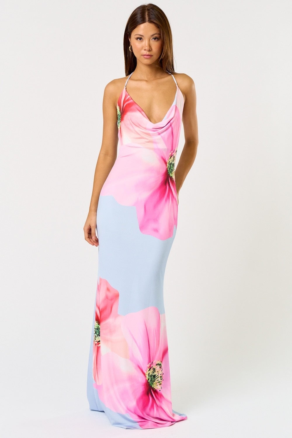 Blue Floral Summer Maxi Dress