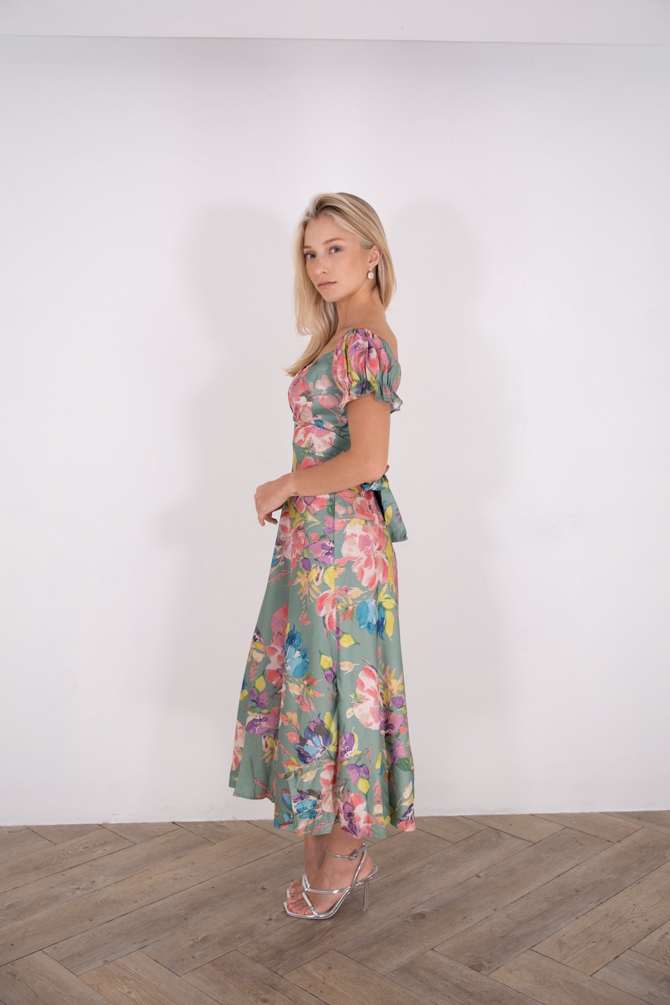 Spring floral midi dress