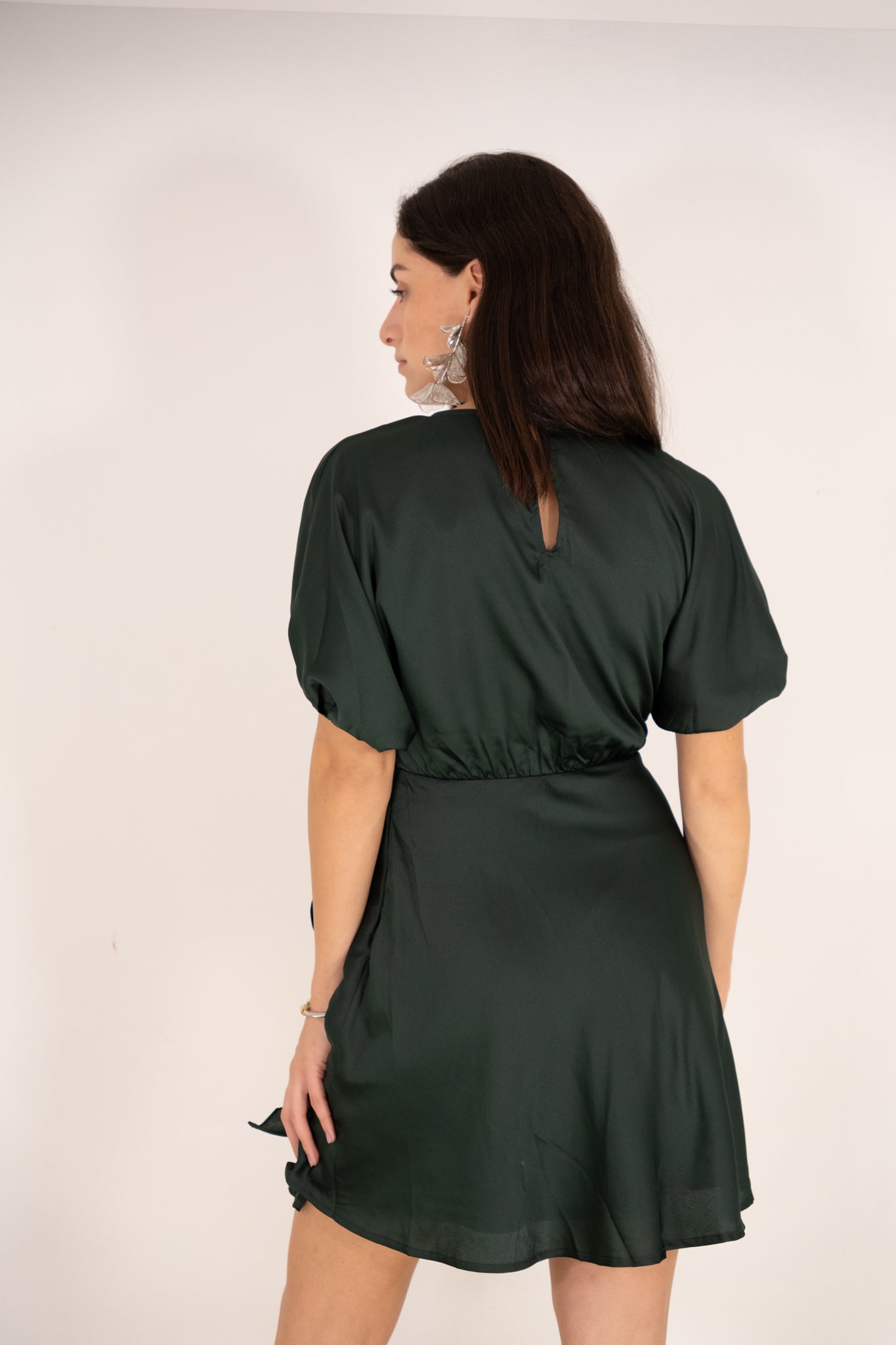 Hunter Green Satin Mini Dress