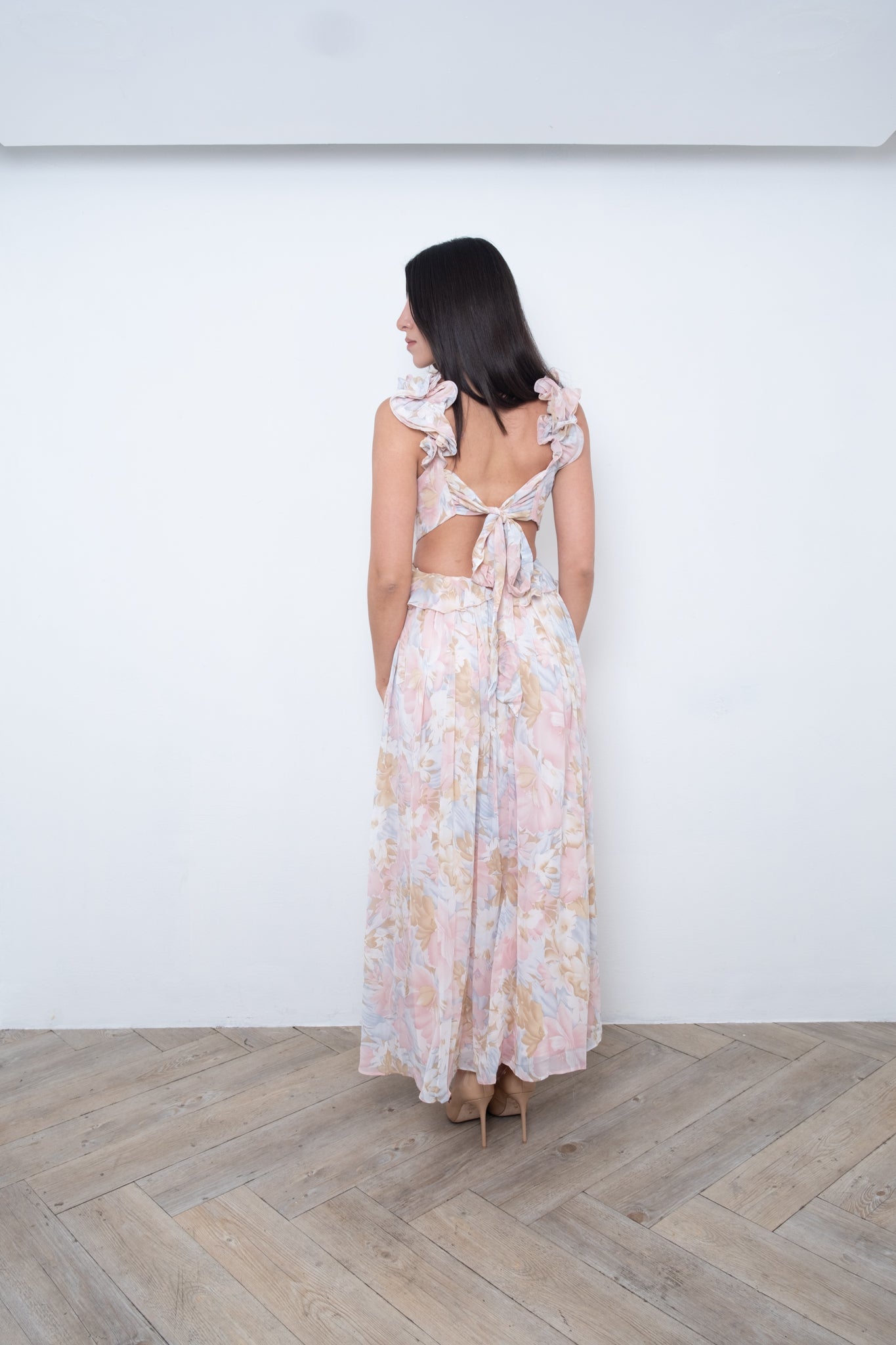 Baby Pink Florals Maxi Dress