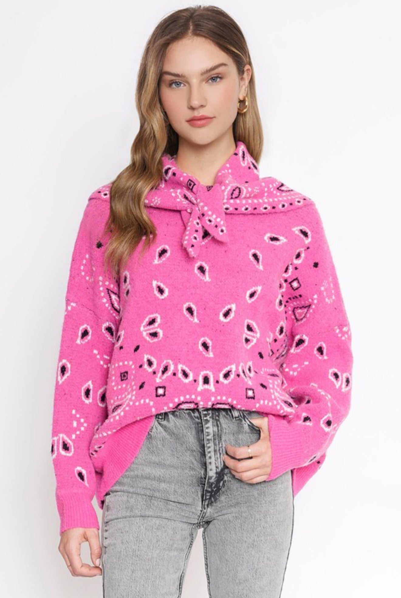 Bandana Pink Sweater