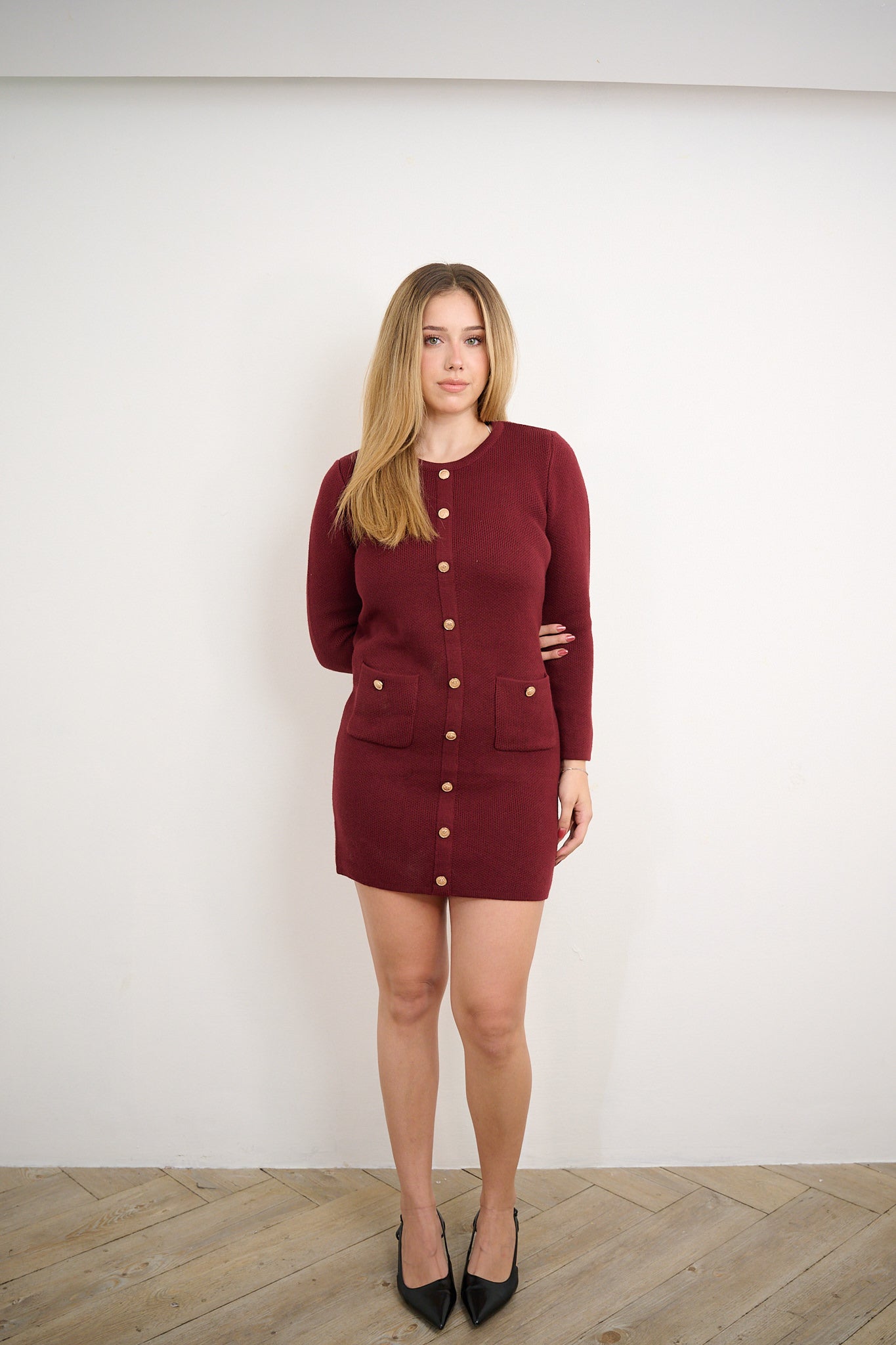 Wine sweater dress