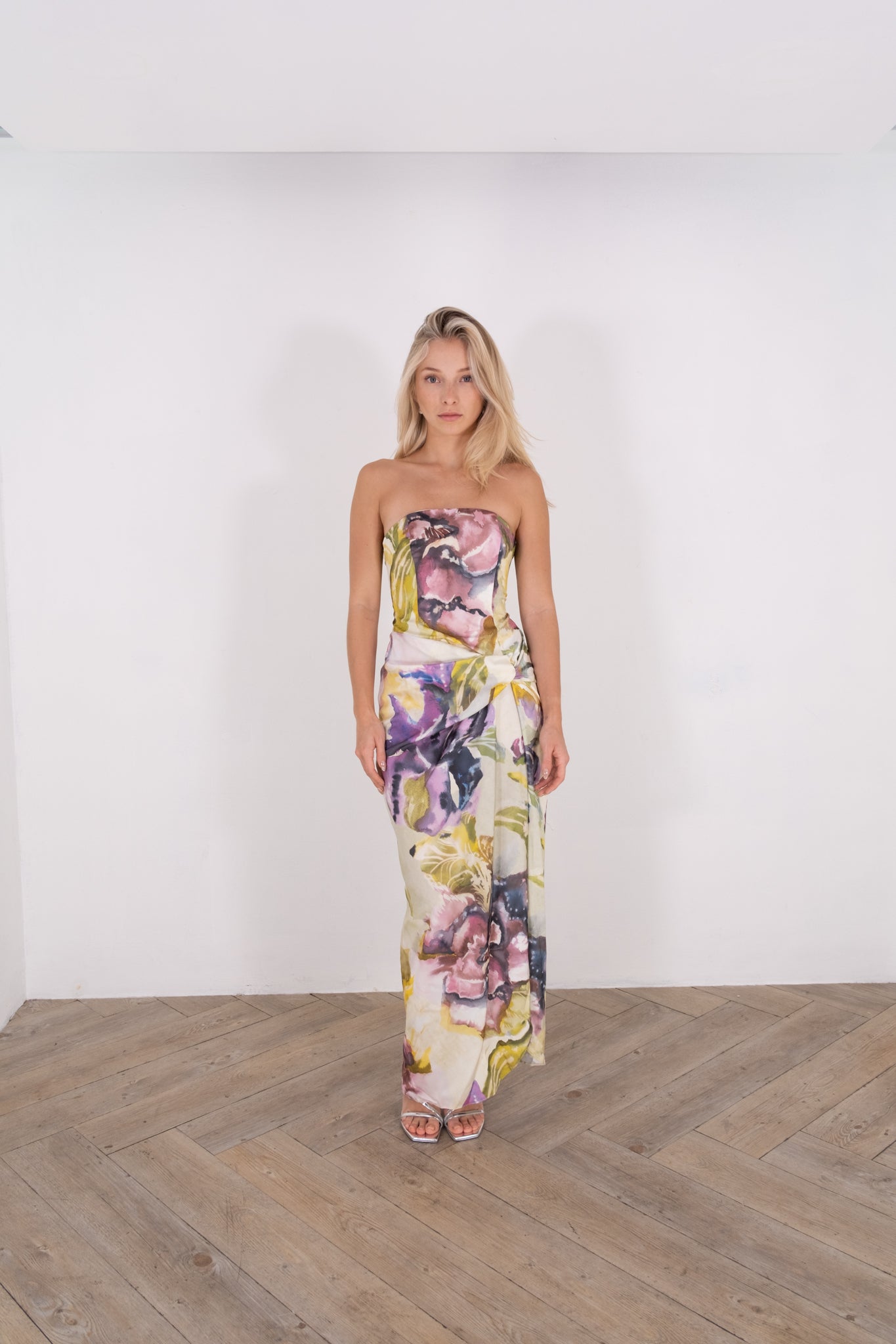 Floral Strapless Knot Dress