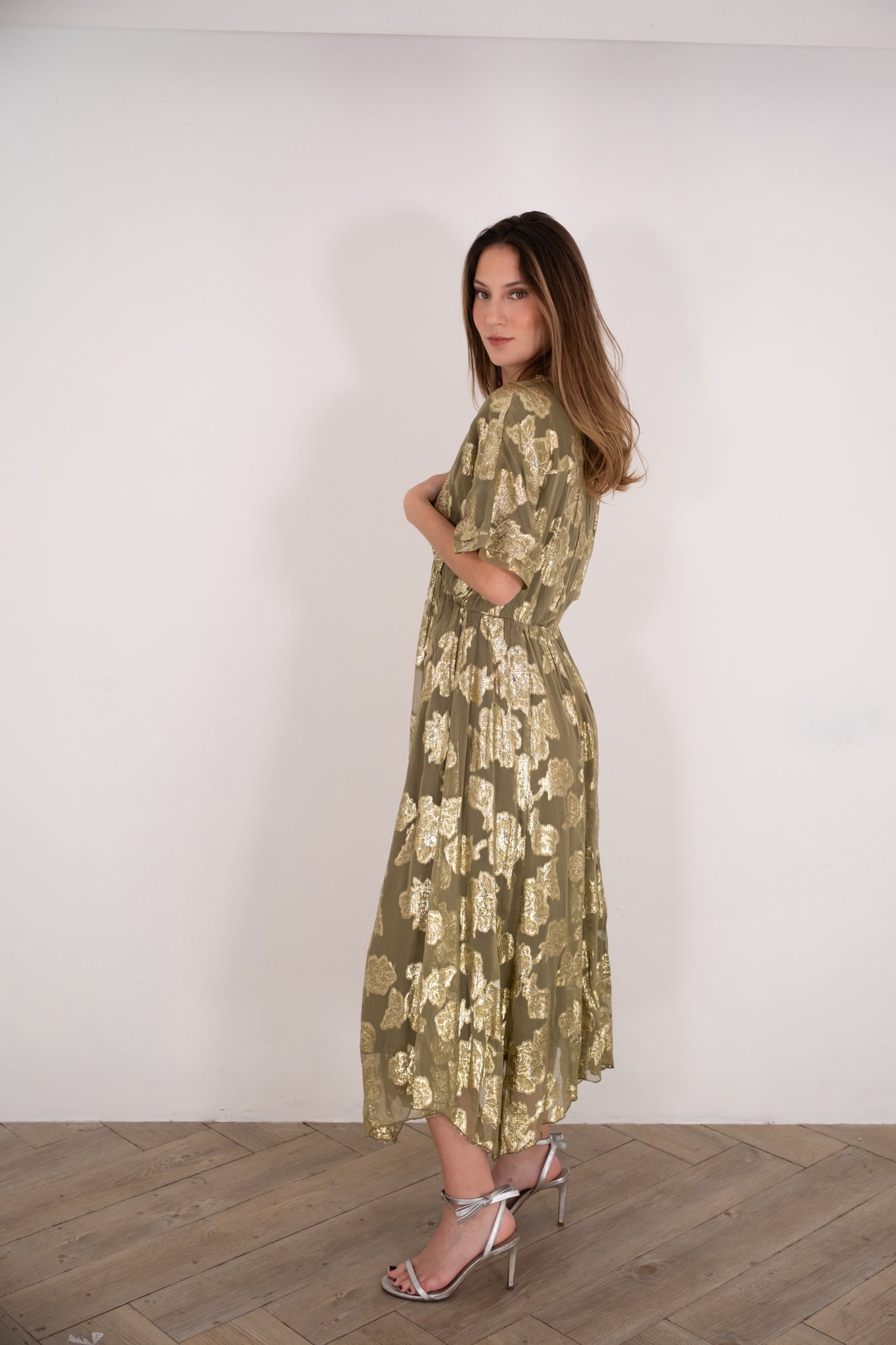 Olive Gold Kimono Dress