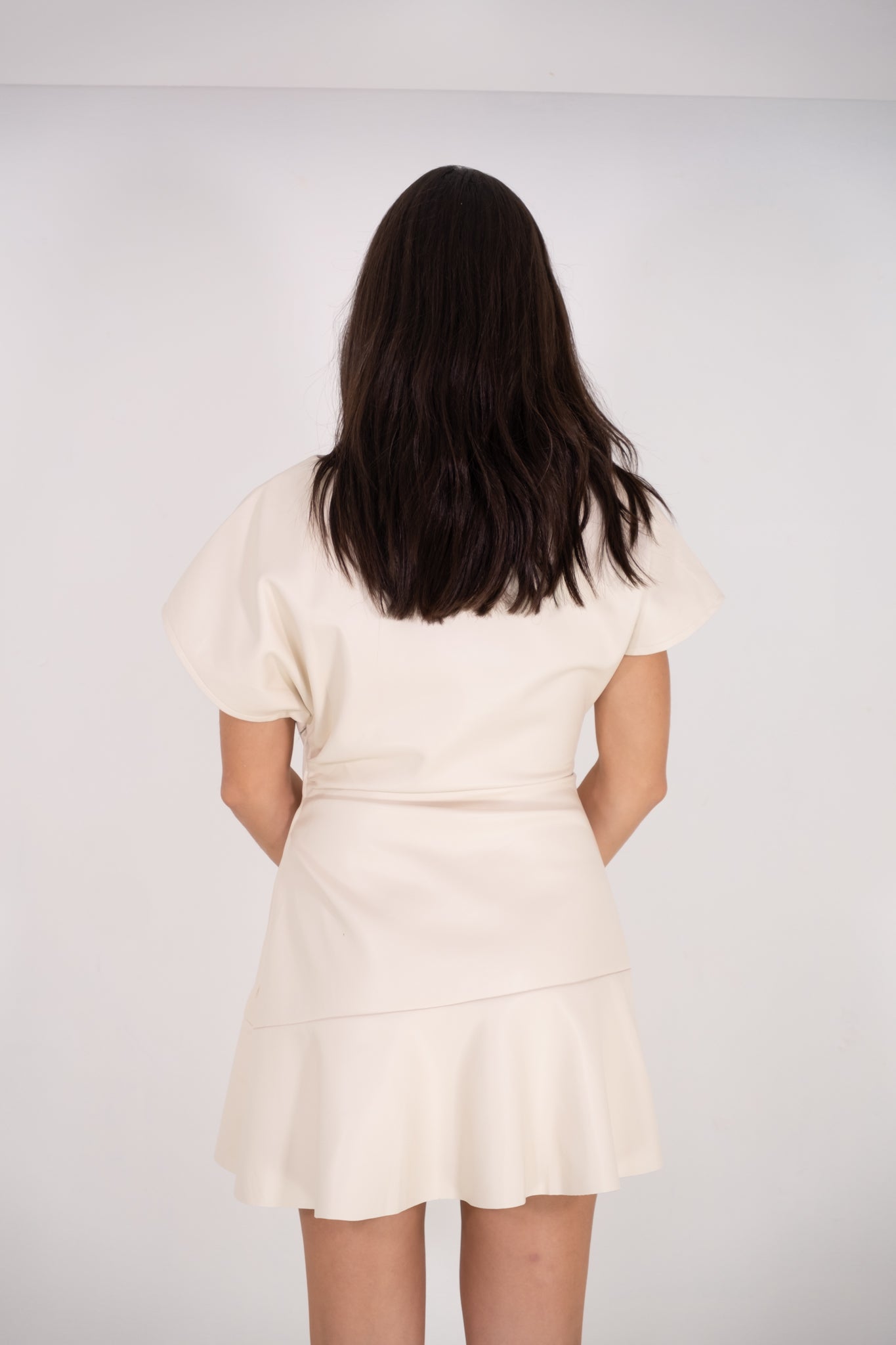 Faux Leather Bone Mini Dress