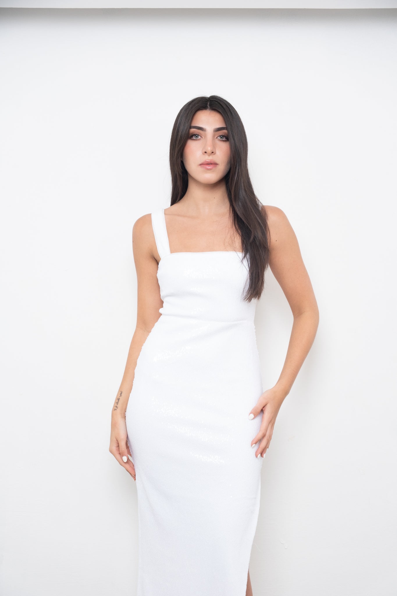 White Sequin Maxi Dress