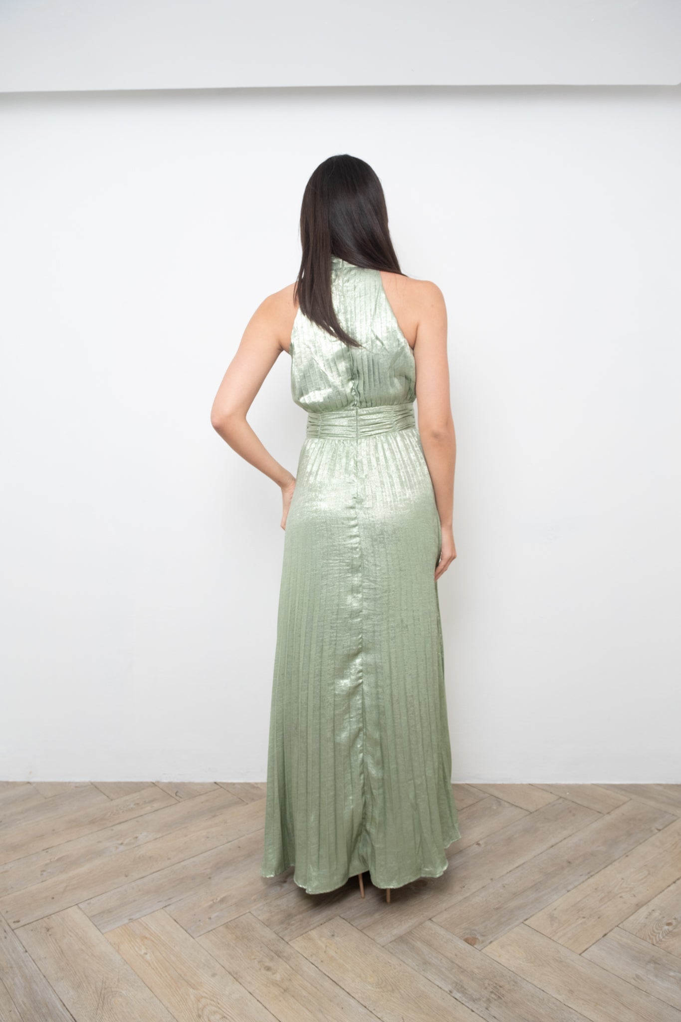 Sage Metallic Maxi Dress