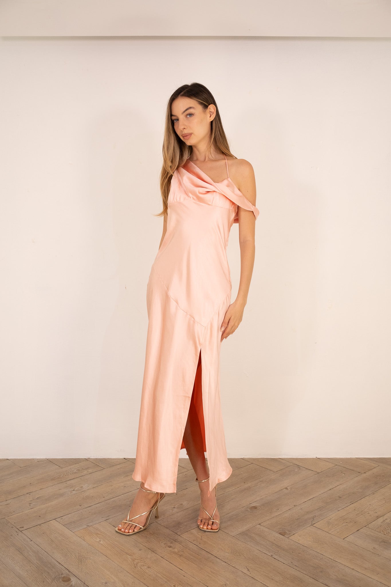 Shimmer pink midi dress