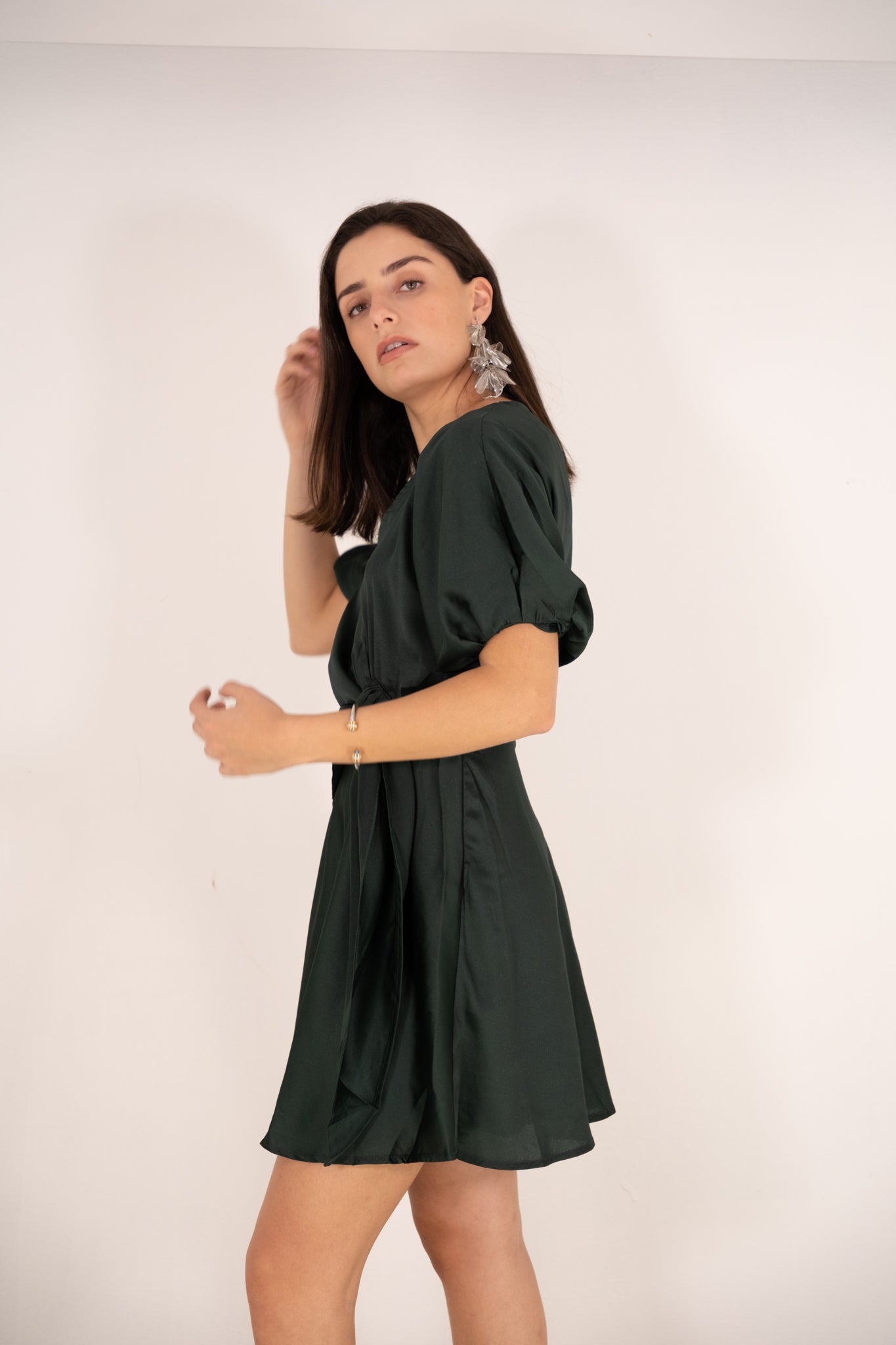 Hunter Green Satin Mini Dress
