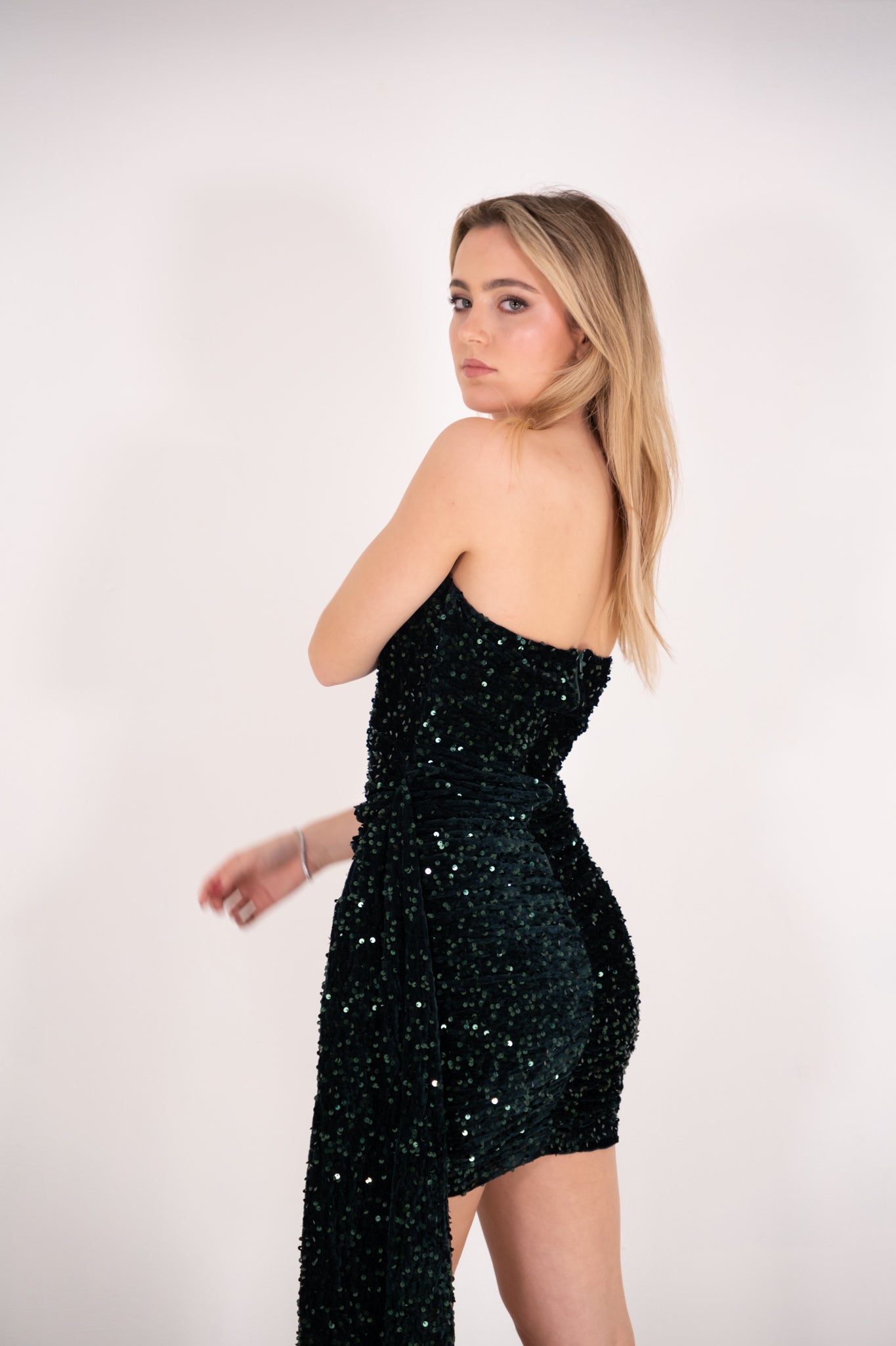 Hunter Green Sequin Mini Dress
