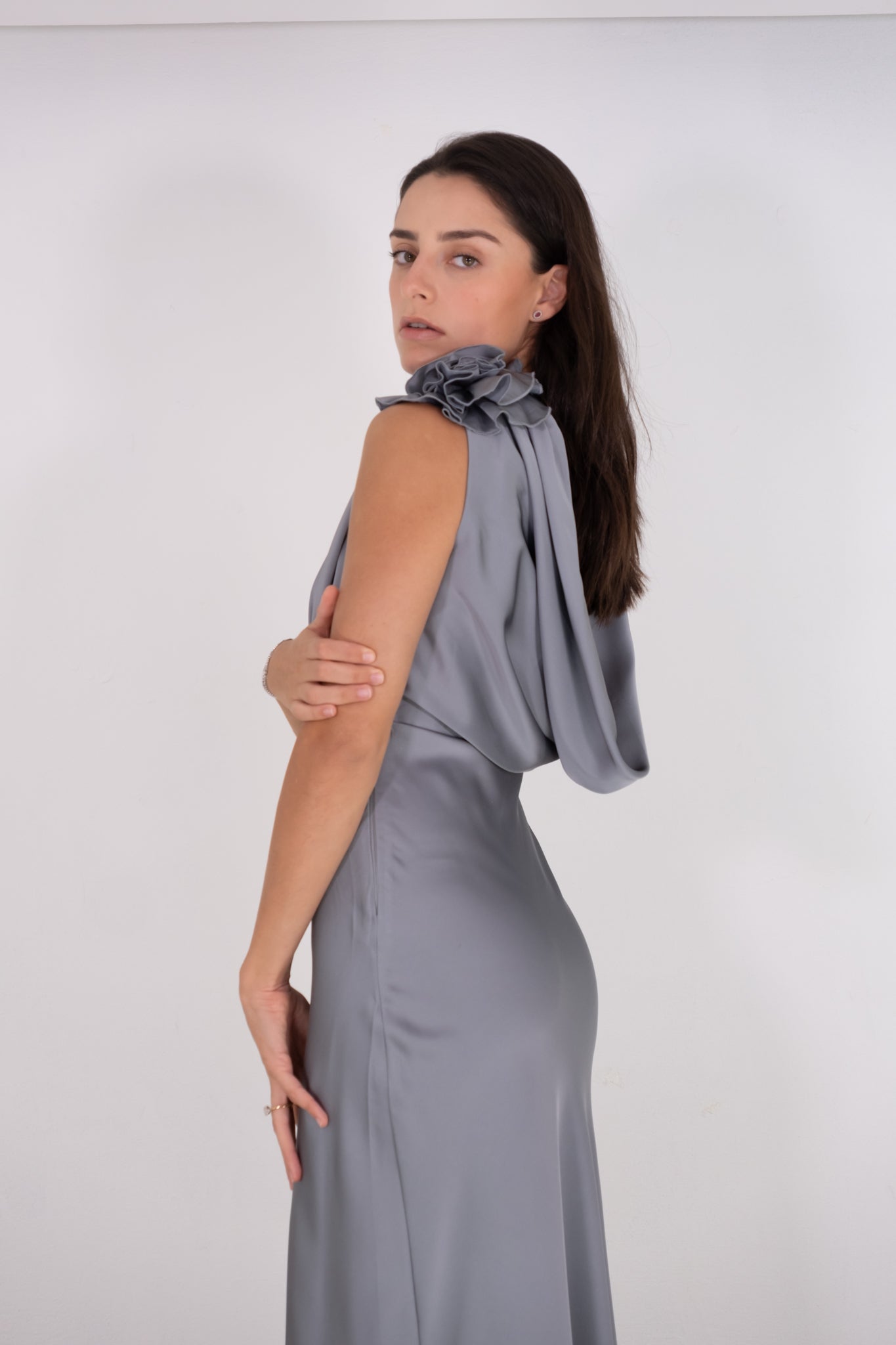 Grey Floral Maxi Dress