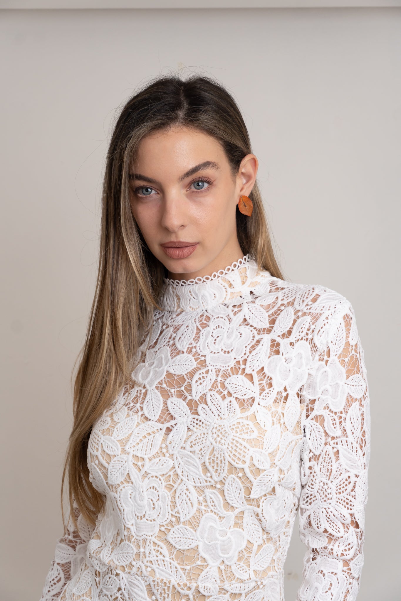White Bridal Lace Midi Dress