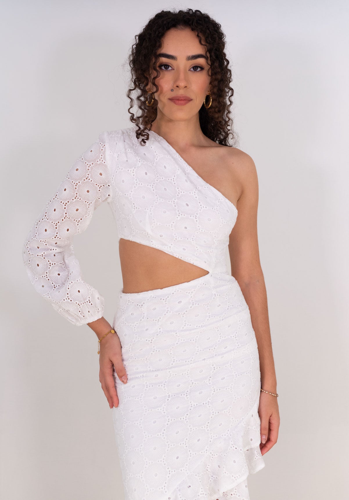 Ivory Lace Cut Out Dress