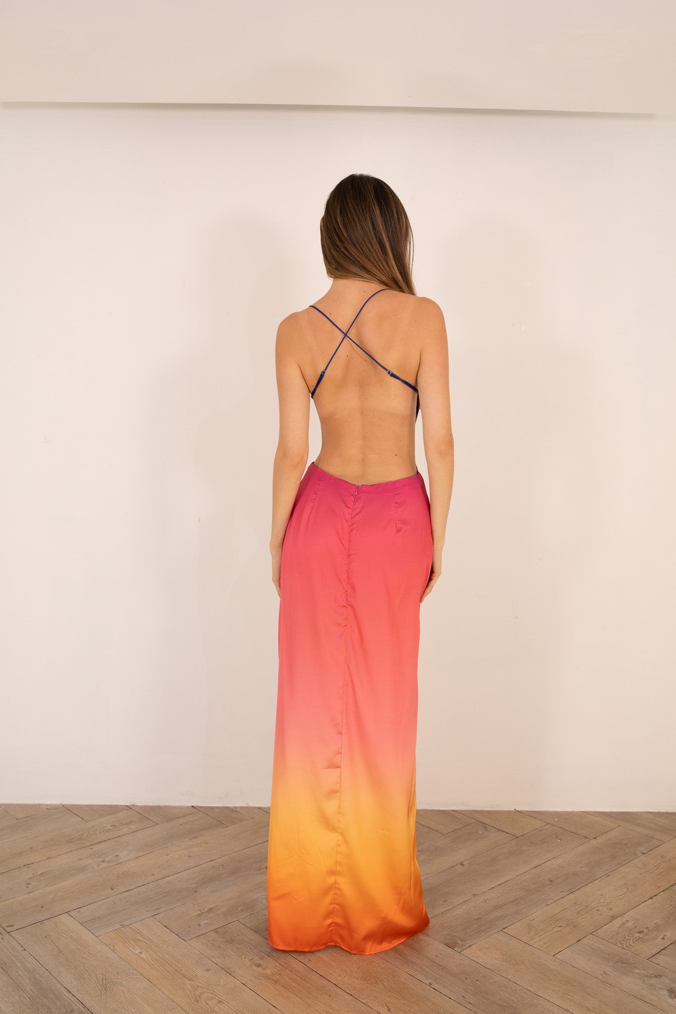 Multi Color Ombre Satin Dress