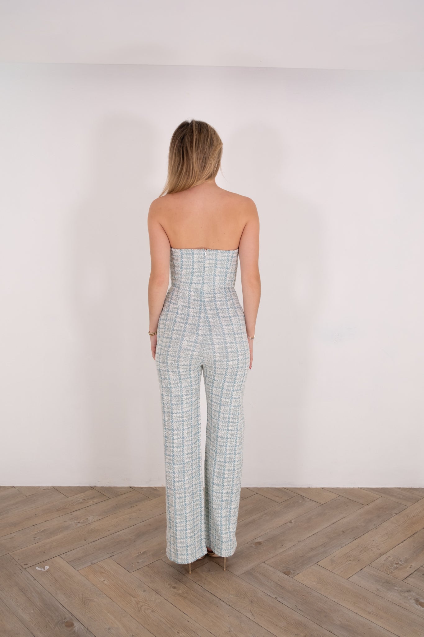 Teal Tweed Jumpsuit