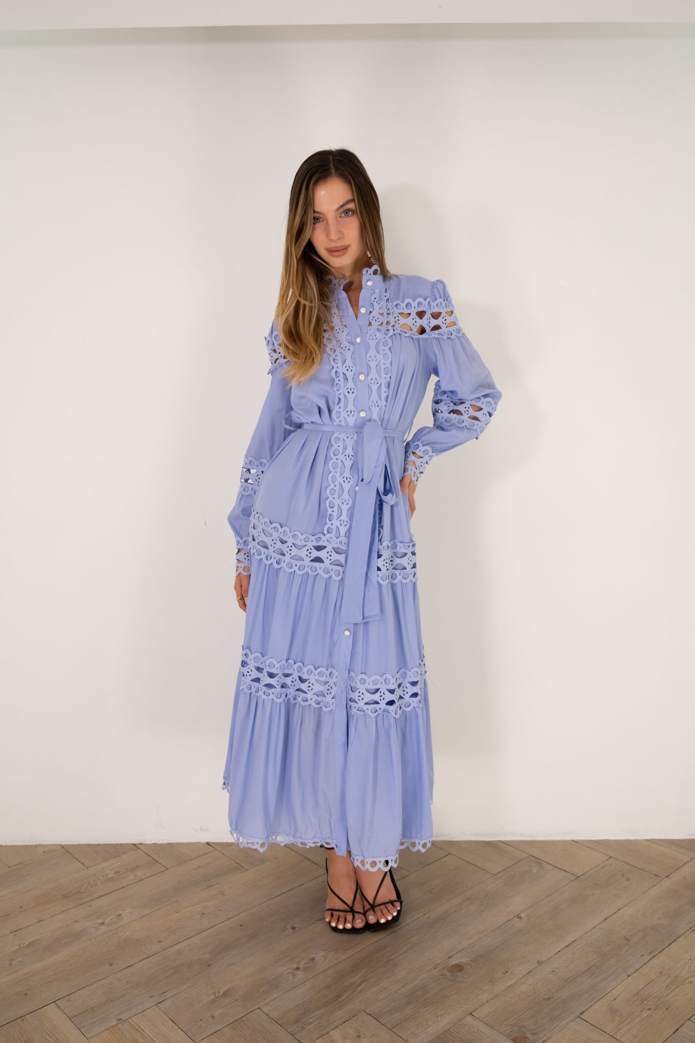 Sky Blue Crochet Maxi Dress