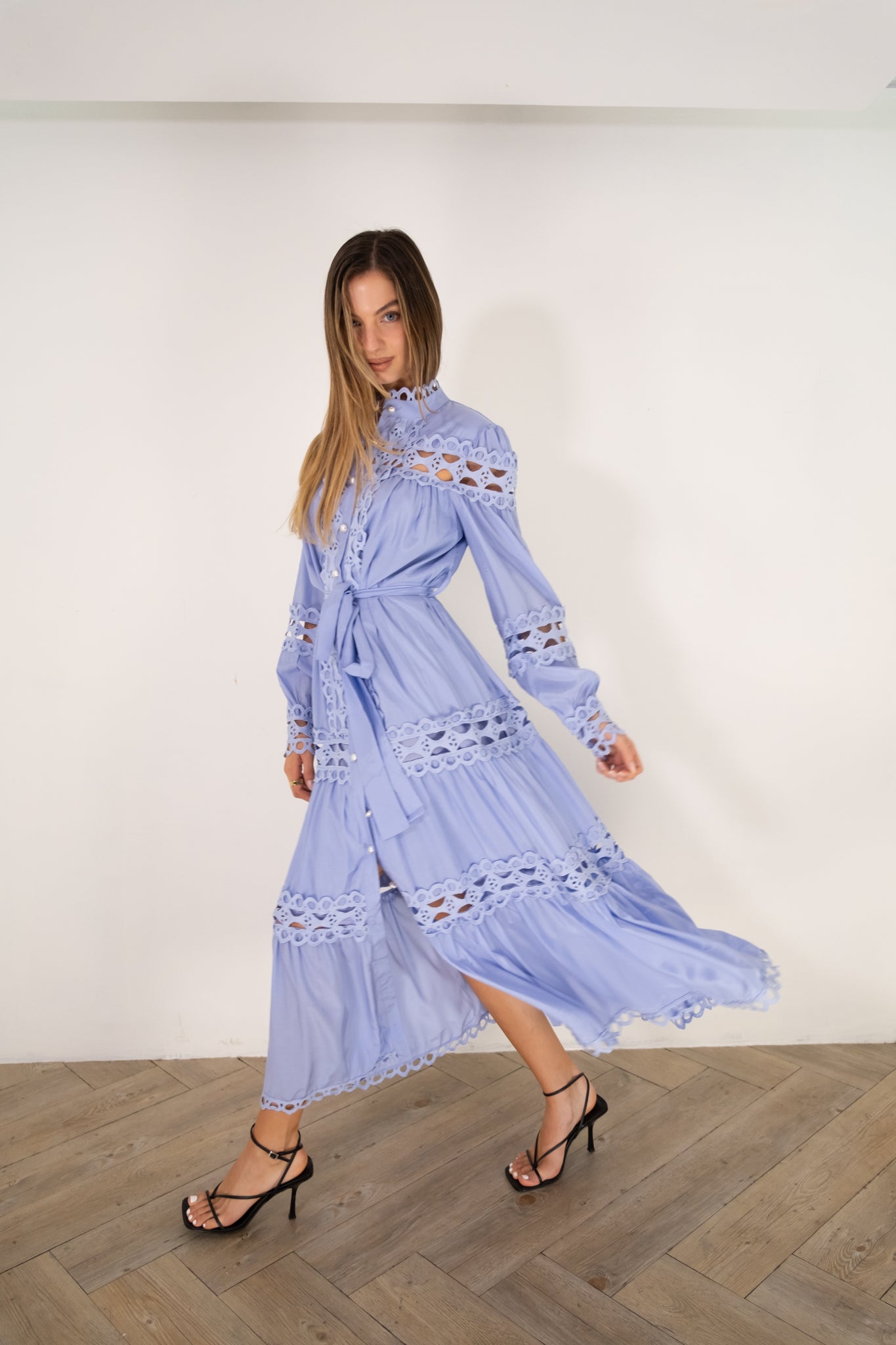 Sky Blue Crochet Maxi Dress
