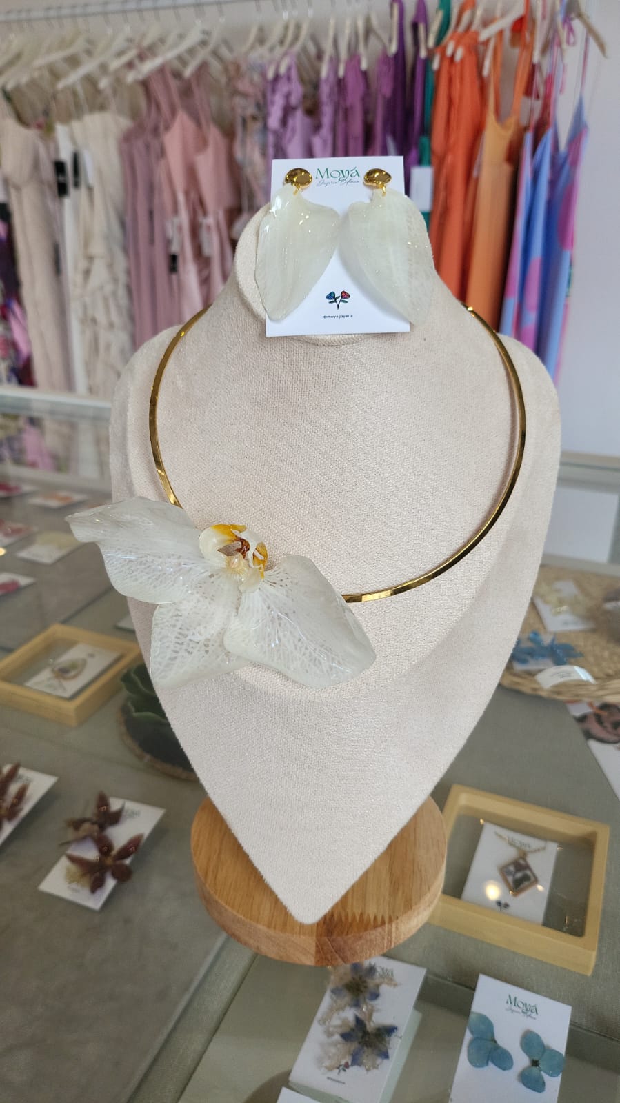 Juego Orquidea Blanca Choker