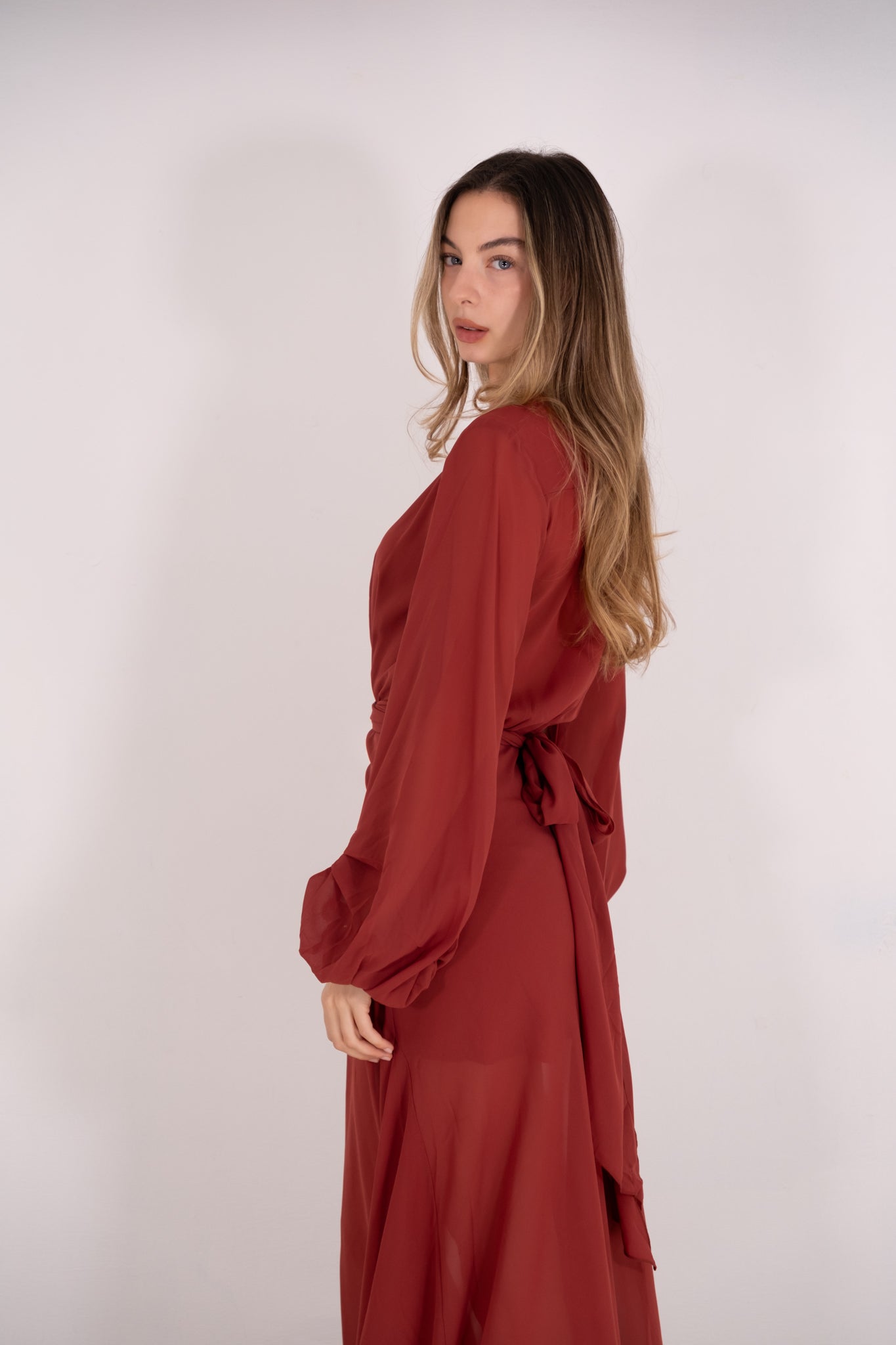 Rust Tie Maxi Dress