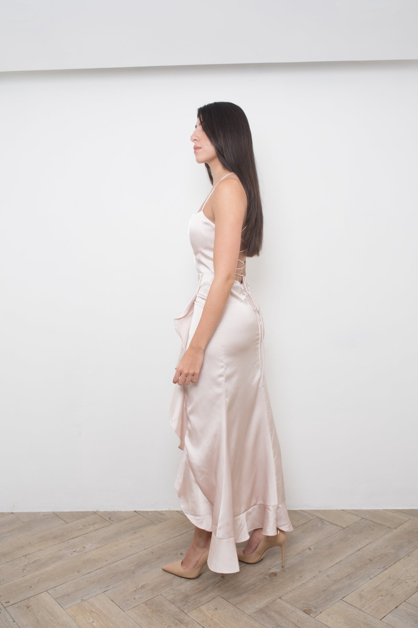 Champagne Satin Amelia Dress