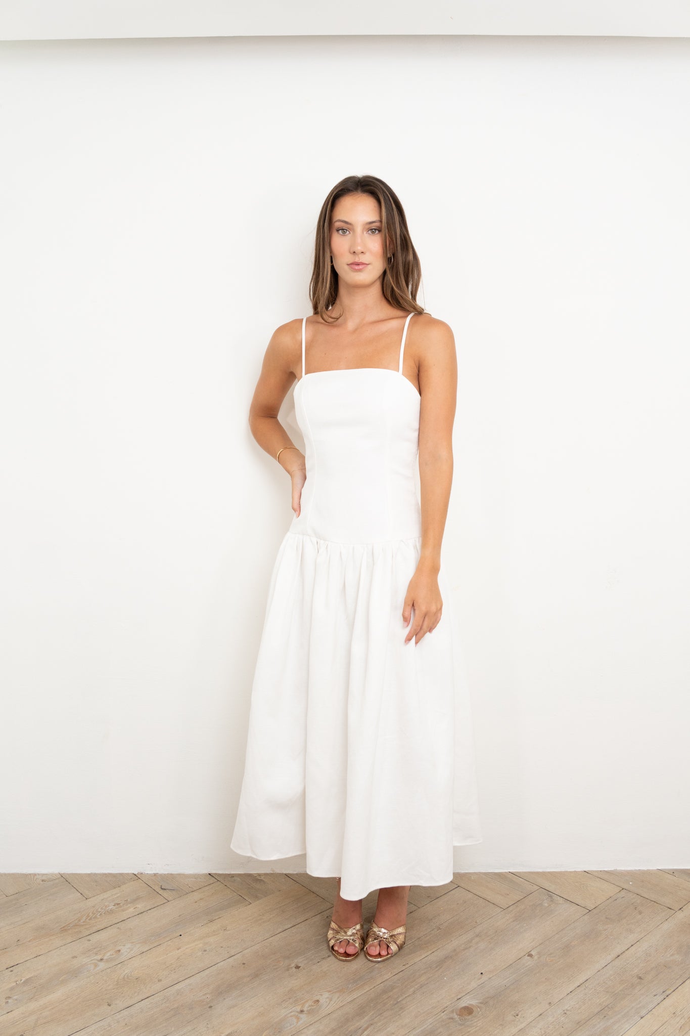 Classic white midi dress