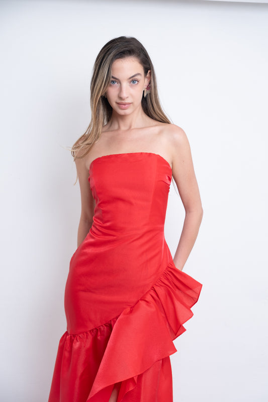 Red Strapless Emoji Dress