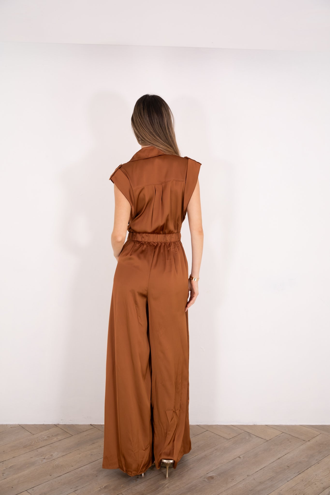 Mocha Satin Jumpsuit