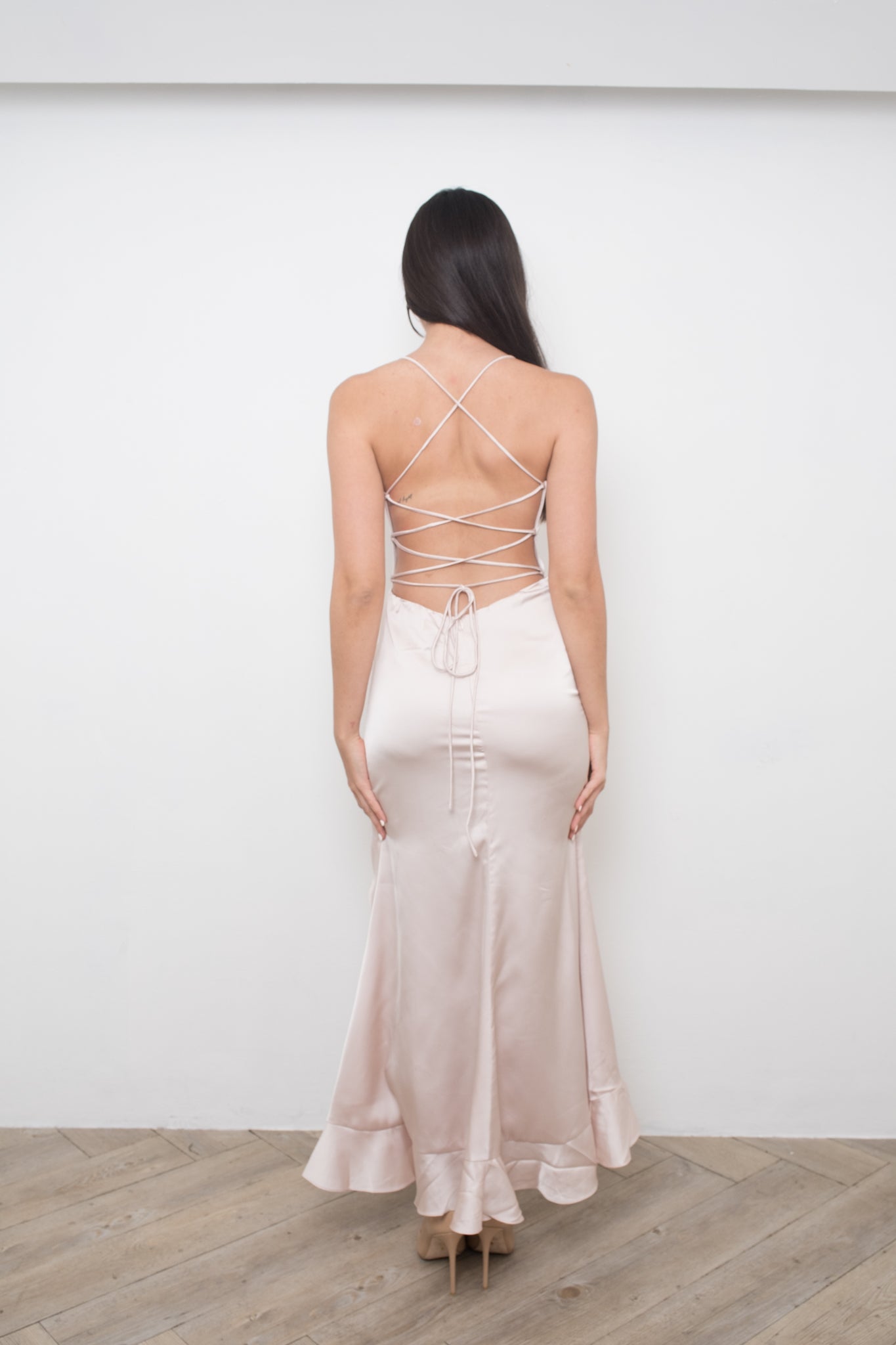 Champagne Satin Amelia Dress