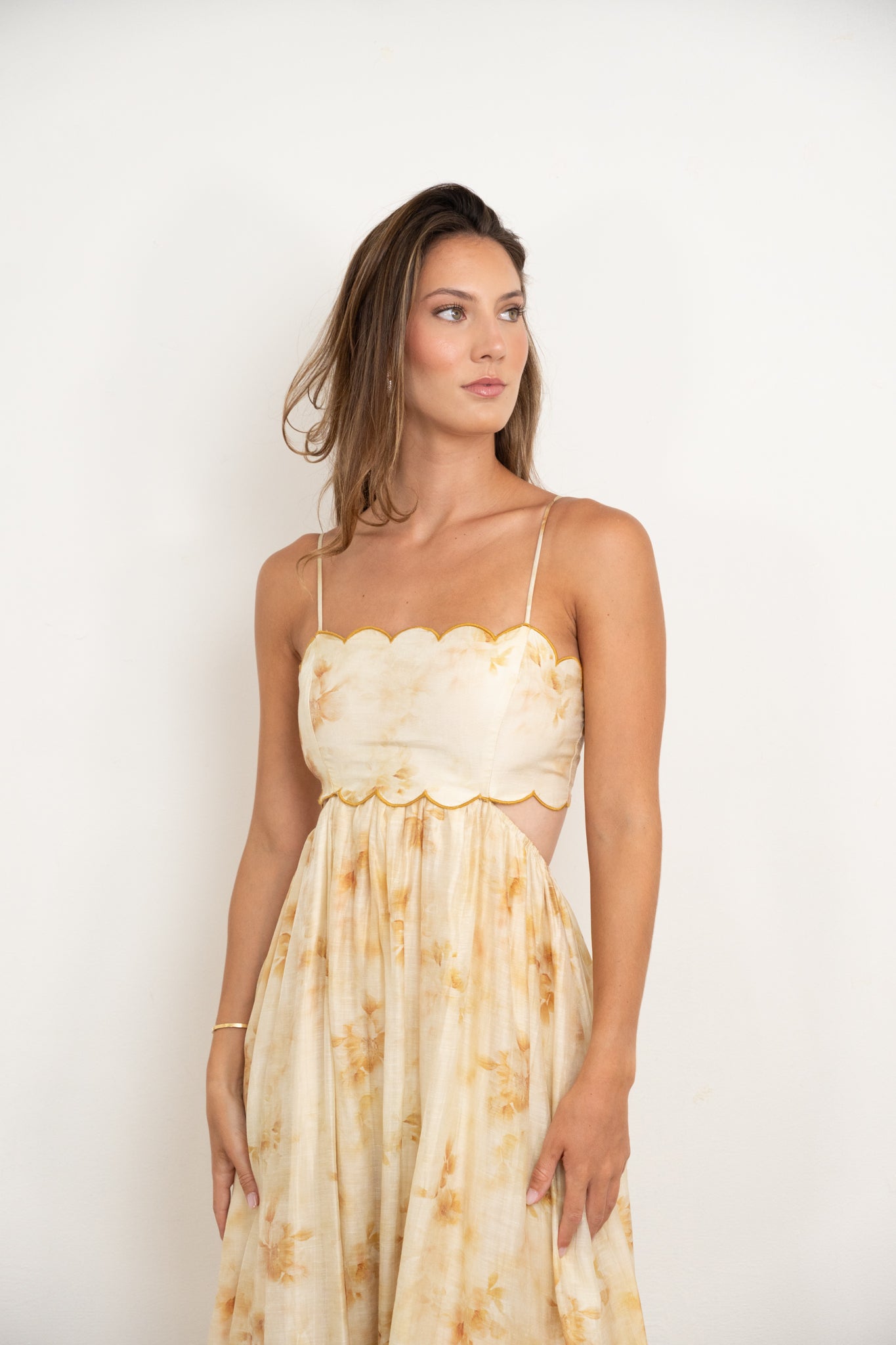 Butter yellow midi dress