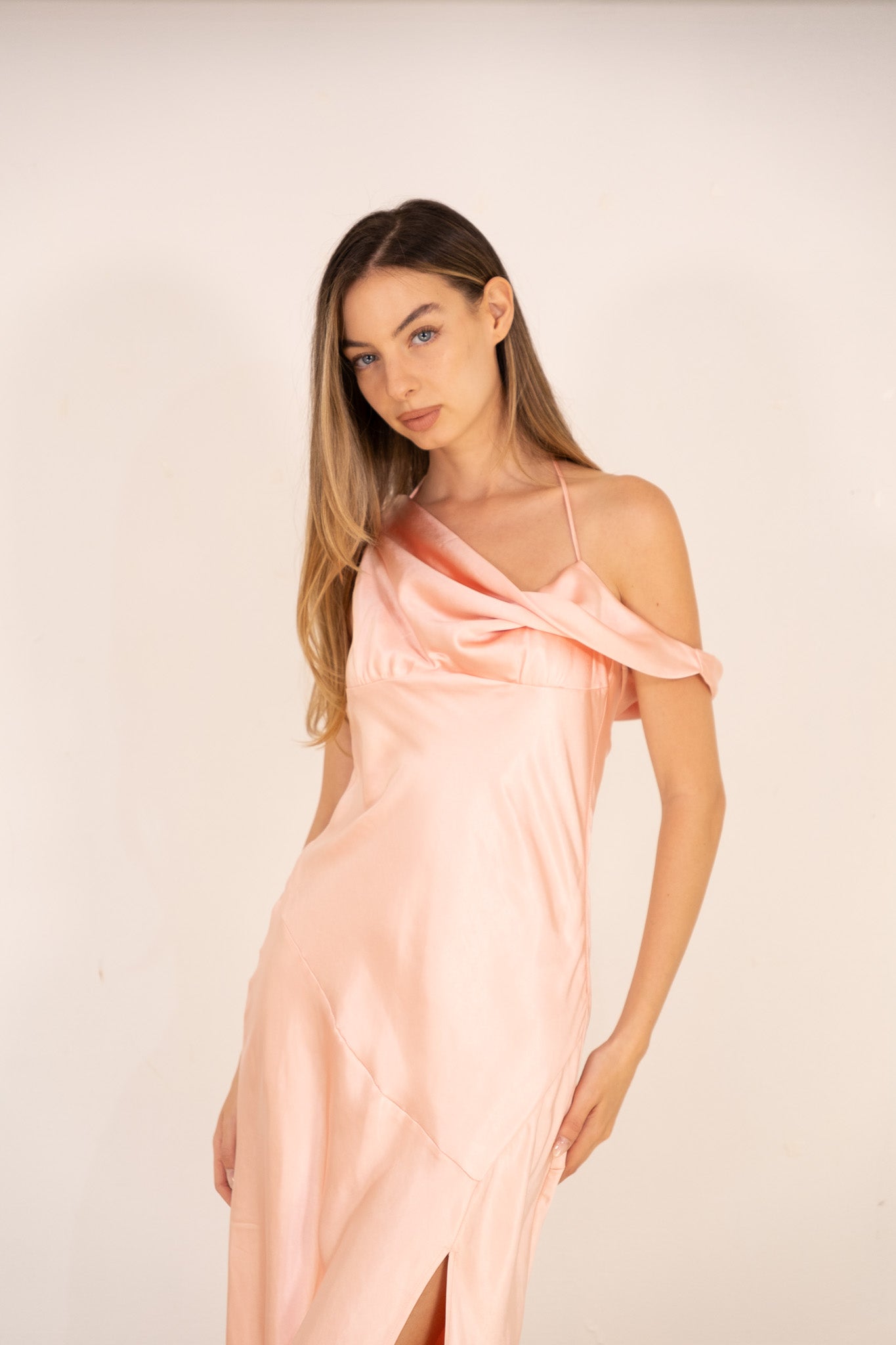 Shimmer pink midi dress