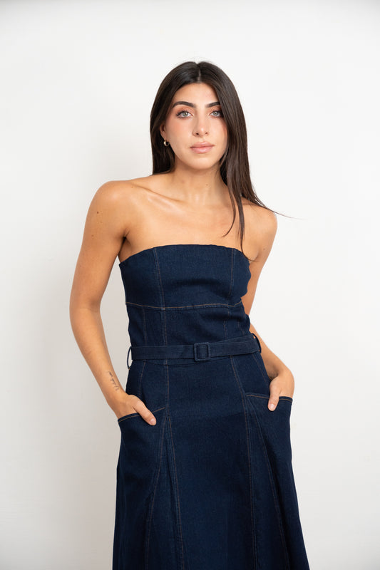 Denim Midi Belted Dress