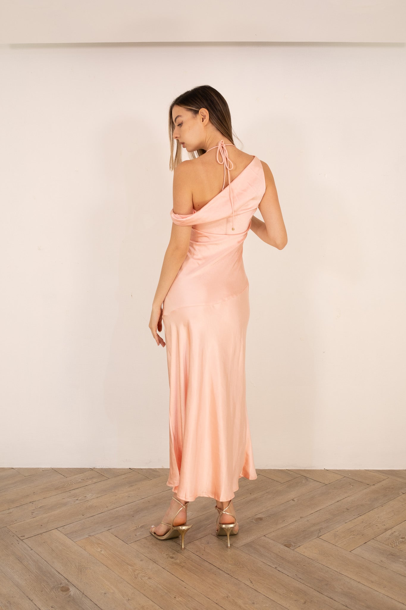 Shimmer pink midi dress