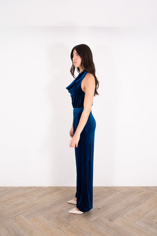 Teal Velvet Jumpsuit