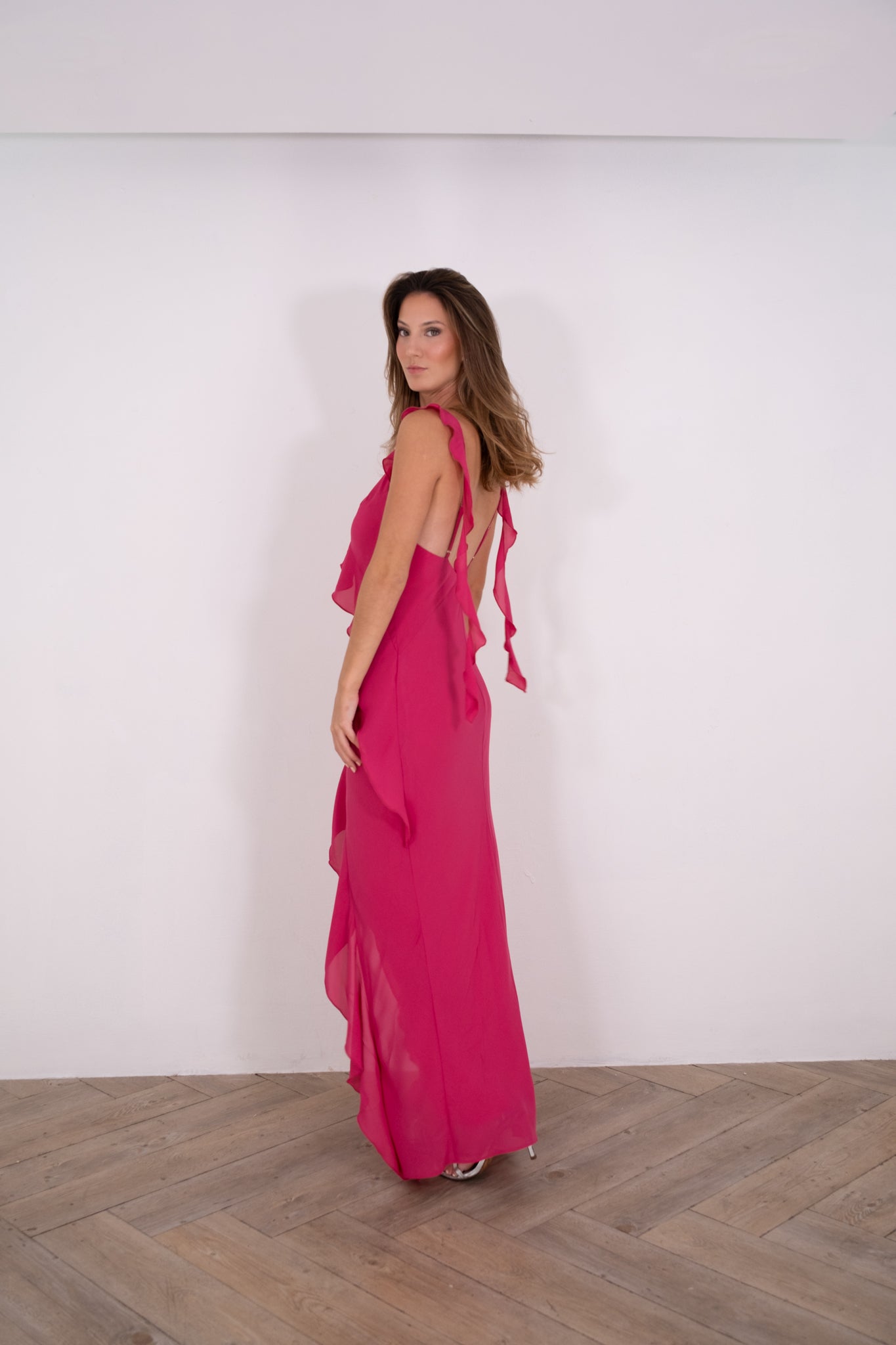 Pink Ruffled Maxi Dress