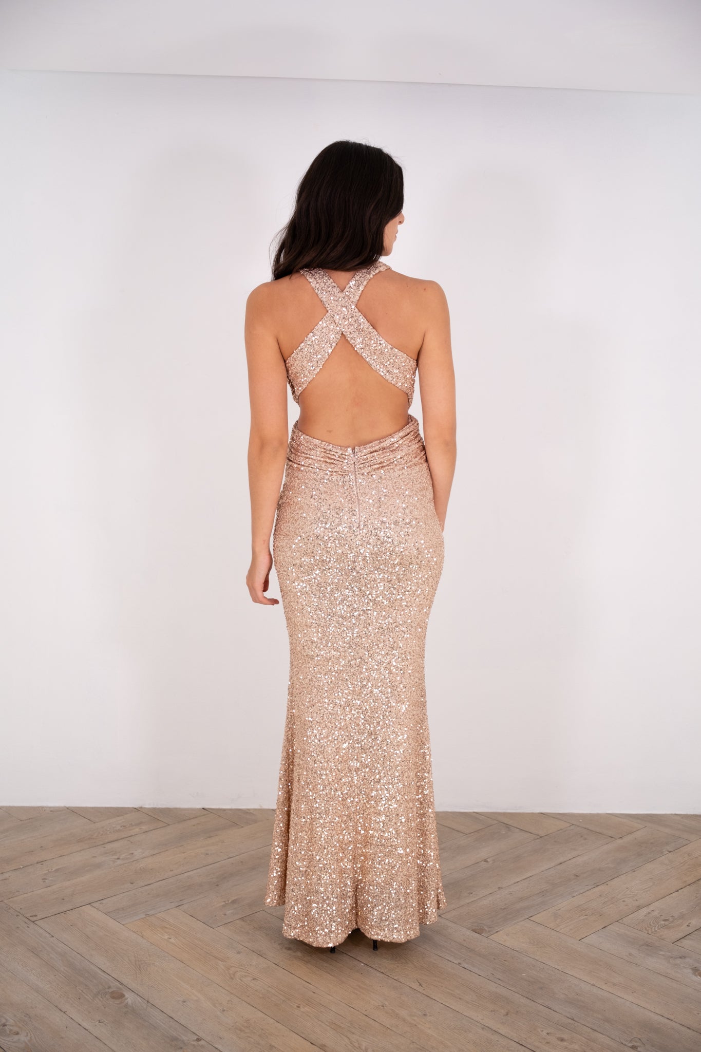 Rose Gold Sequin Maxi Dress