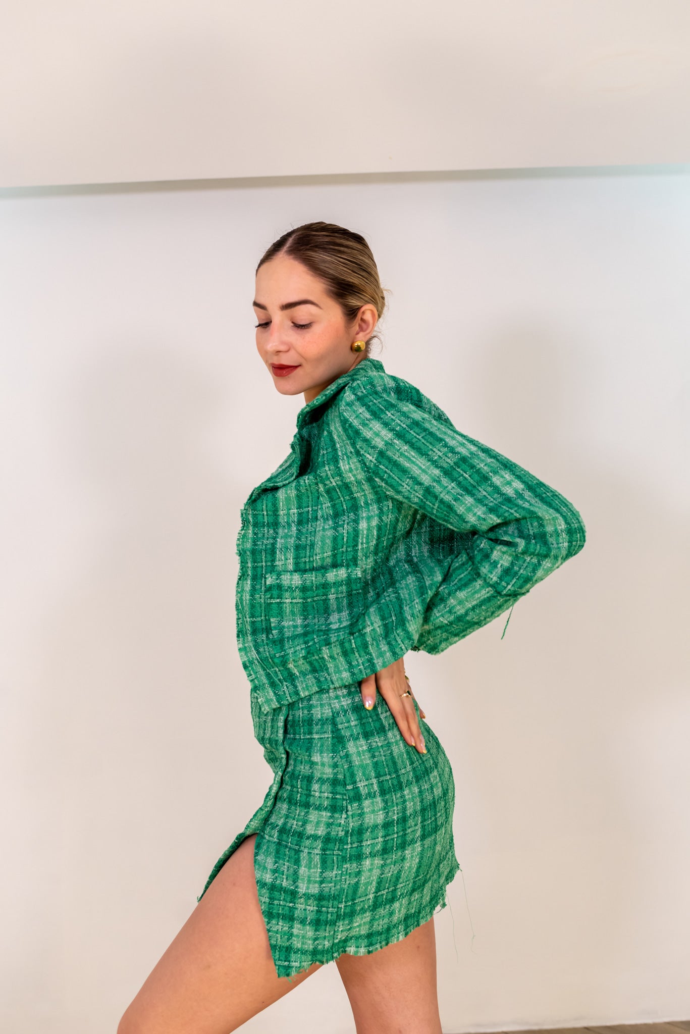 Green Blazer & Skirt Set