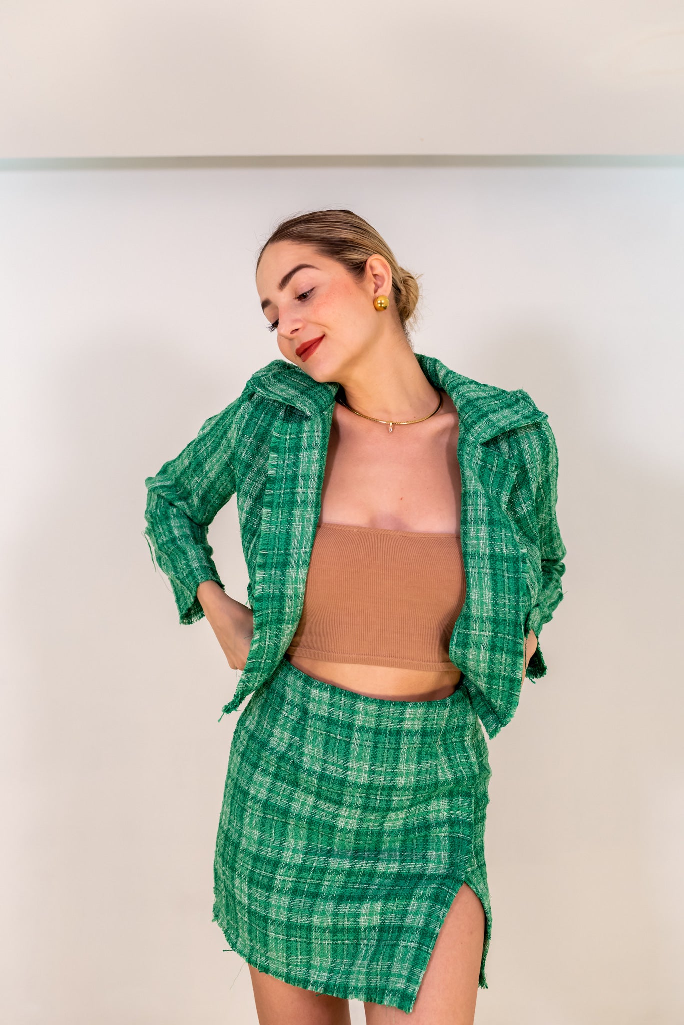 Green Blazer & Skirt Set