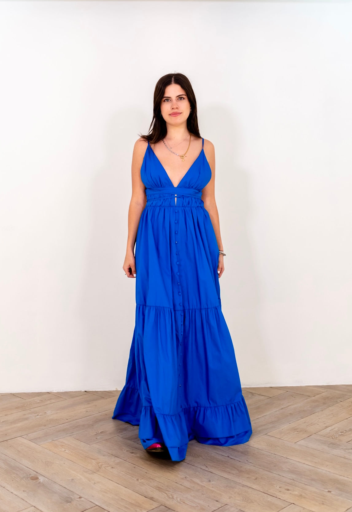 Royal Blue Cotton Poplin Summer Dress