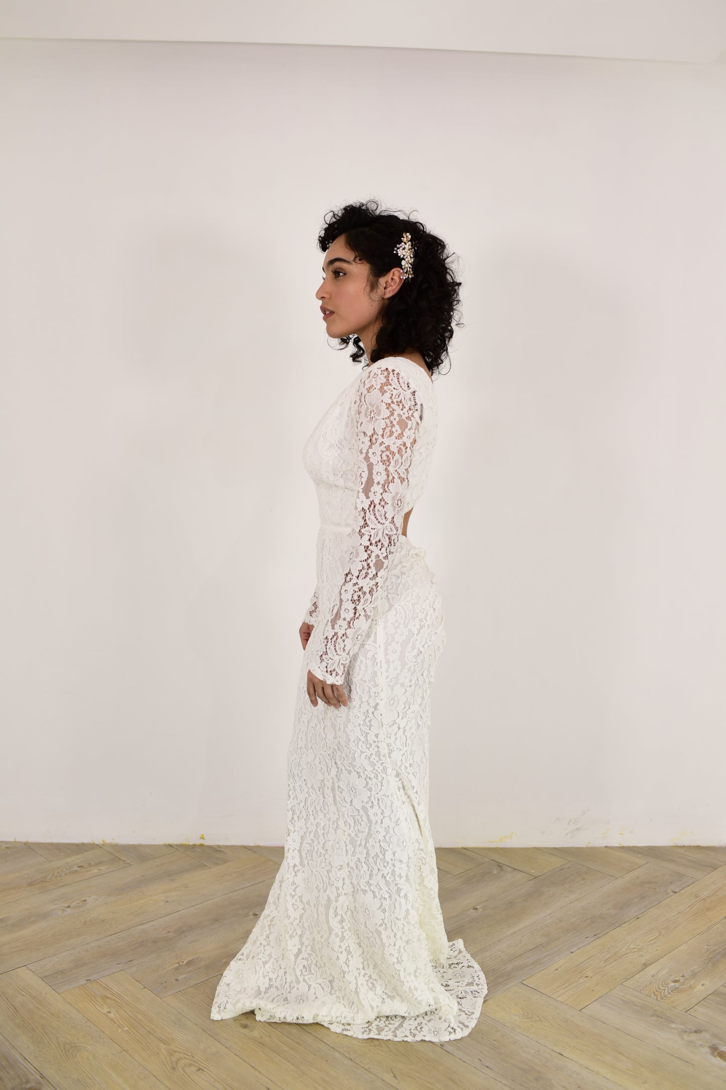 White Bridal Long Lace Dress