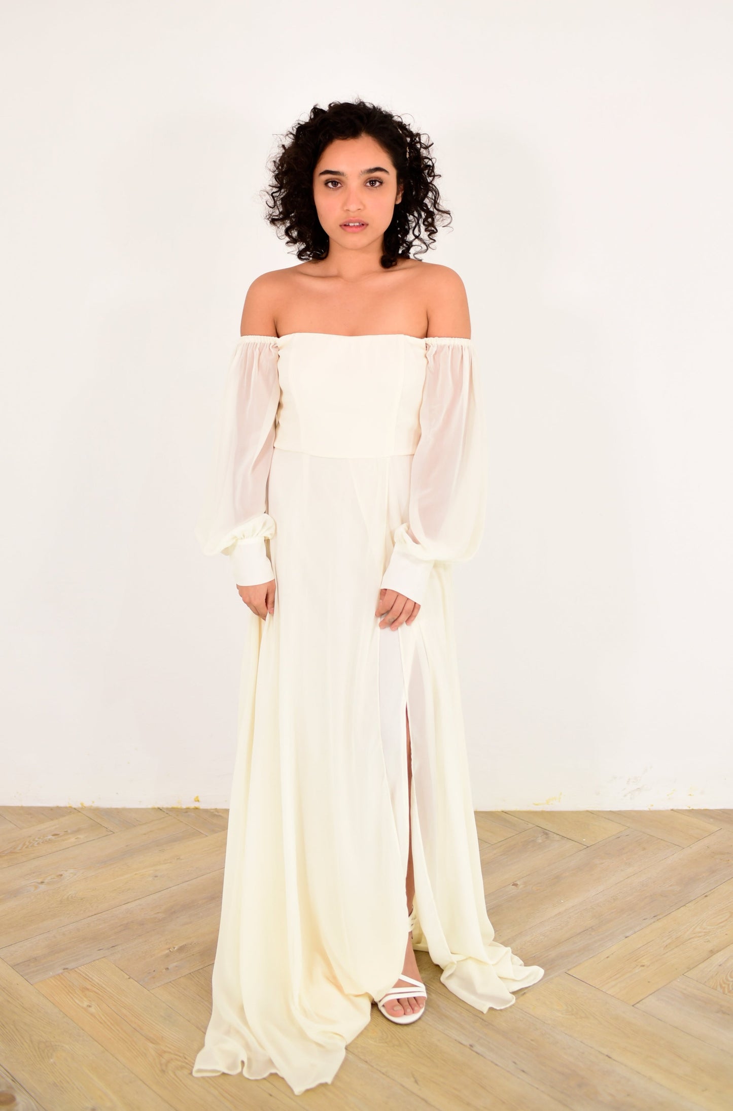 Cream Off Shoulder Dress