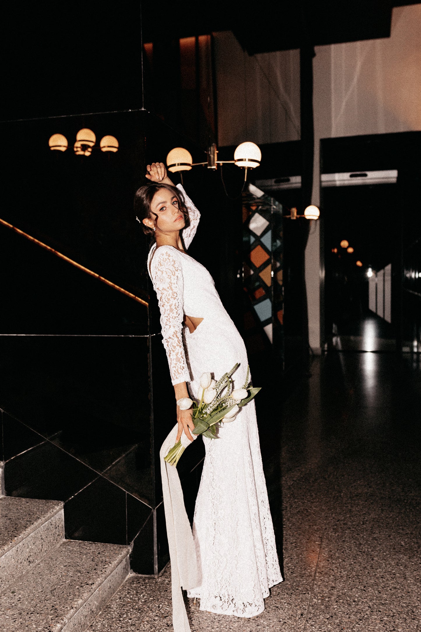 White Bridal Long Lace Dress