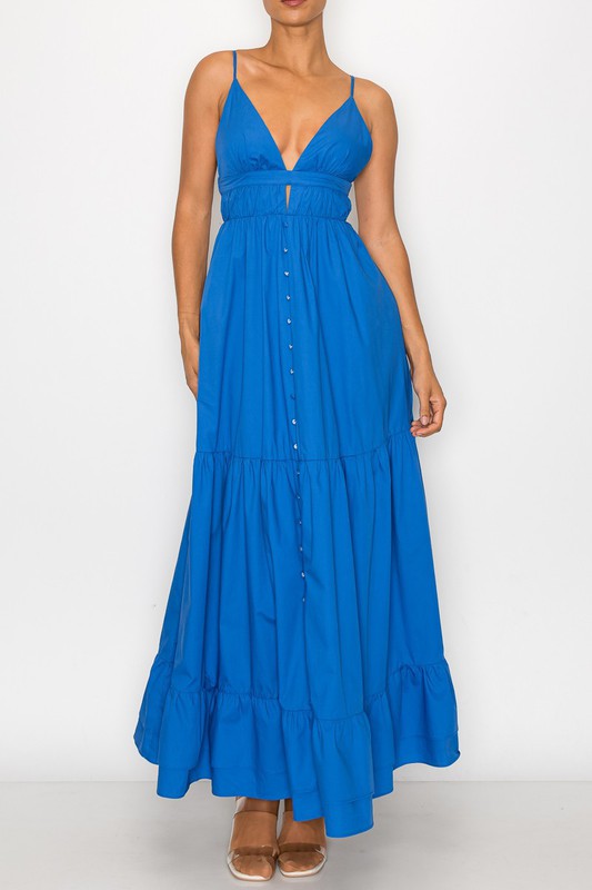 Royal Blue Cotton Poplin Summer Dress