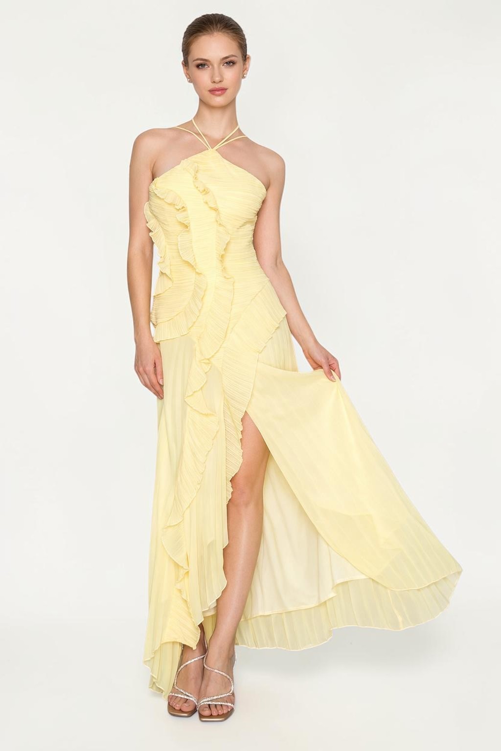 Halter Yellow Ruffle