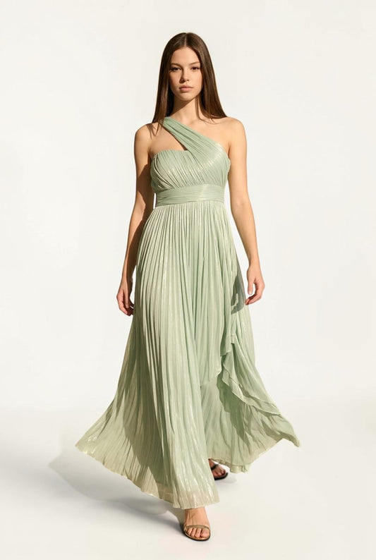 One Shoulder Sage Maxi